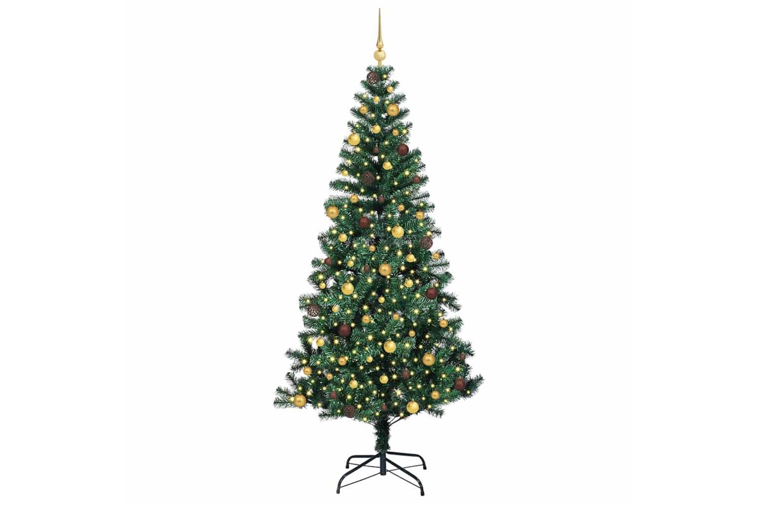 Vidaxl Artificial Pre-lit Christmas Tree Green 240 Cm Pvc And Metal-3