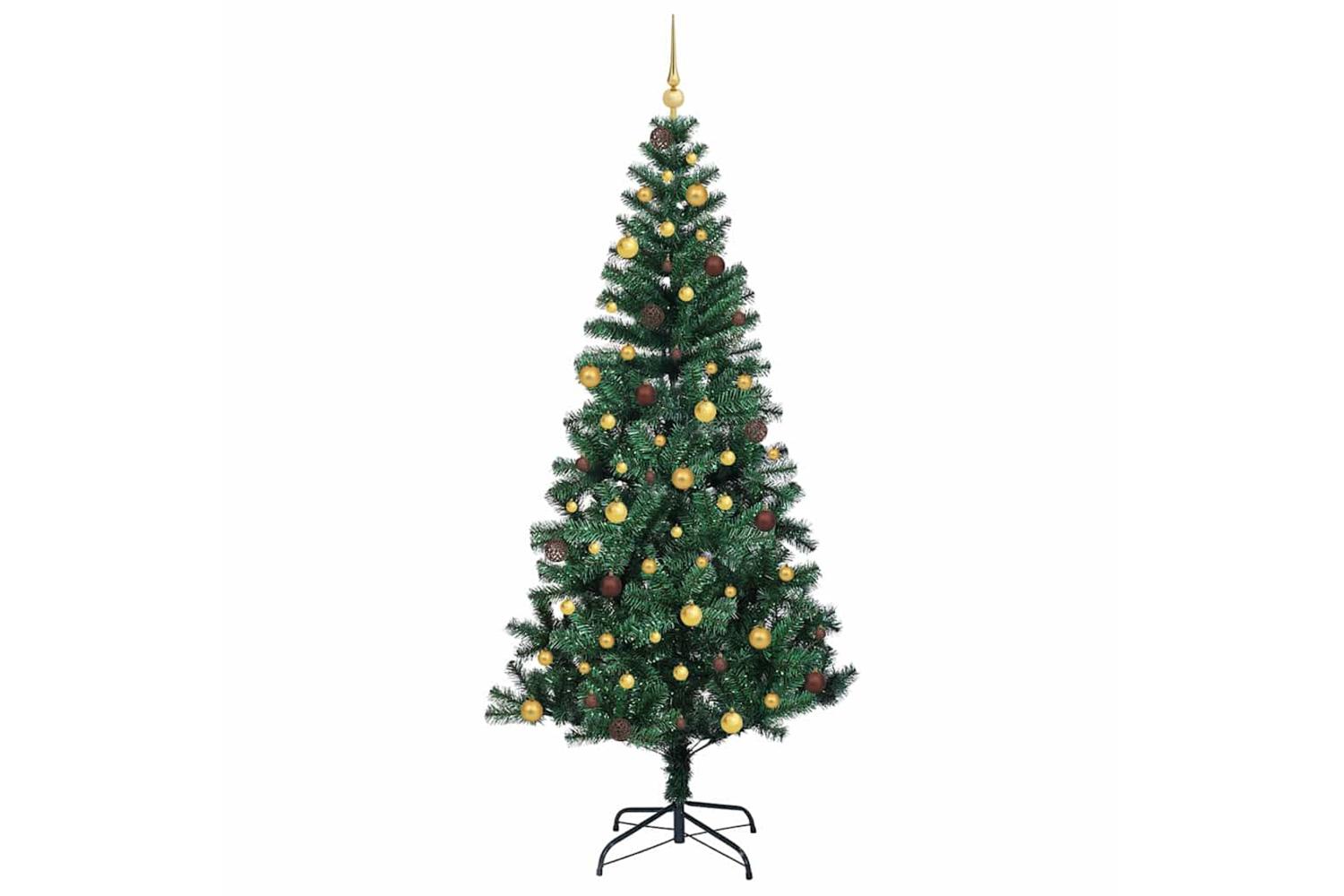 Vidaxl Artificial Pre-lit Christmas Tree Green 240 Cm Pvc And Metal-4