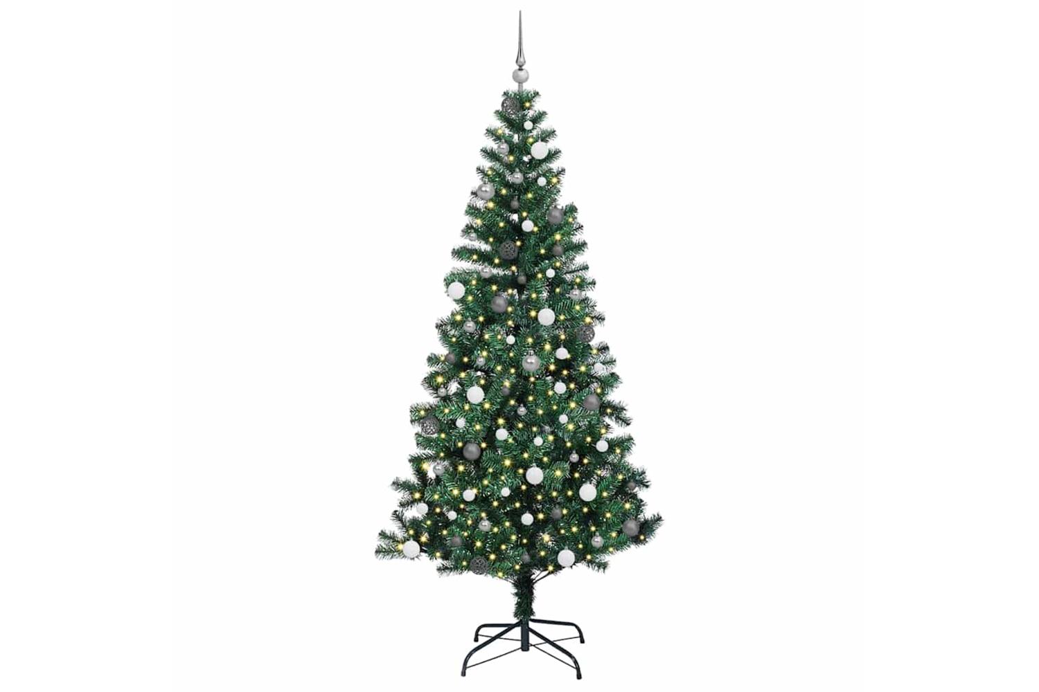 Vidaxl Artificial Pre-lit Christmas Tree Green 240 Cm Pvc And Metal-3