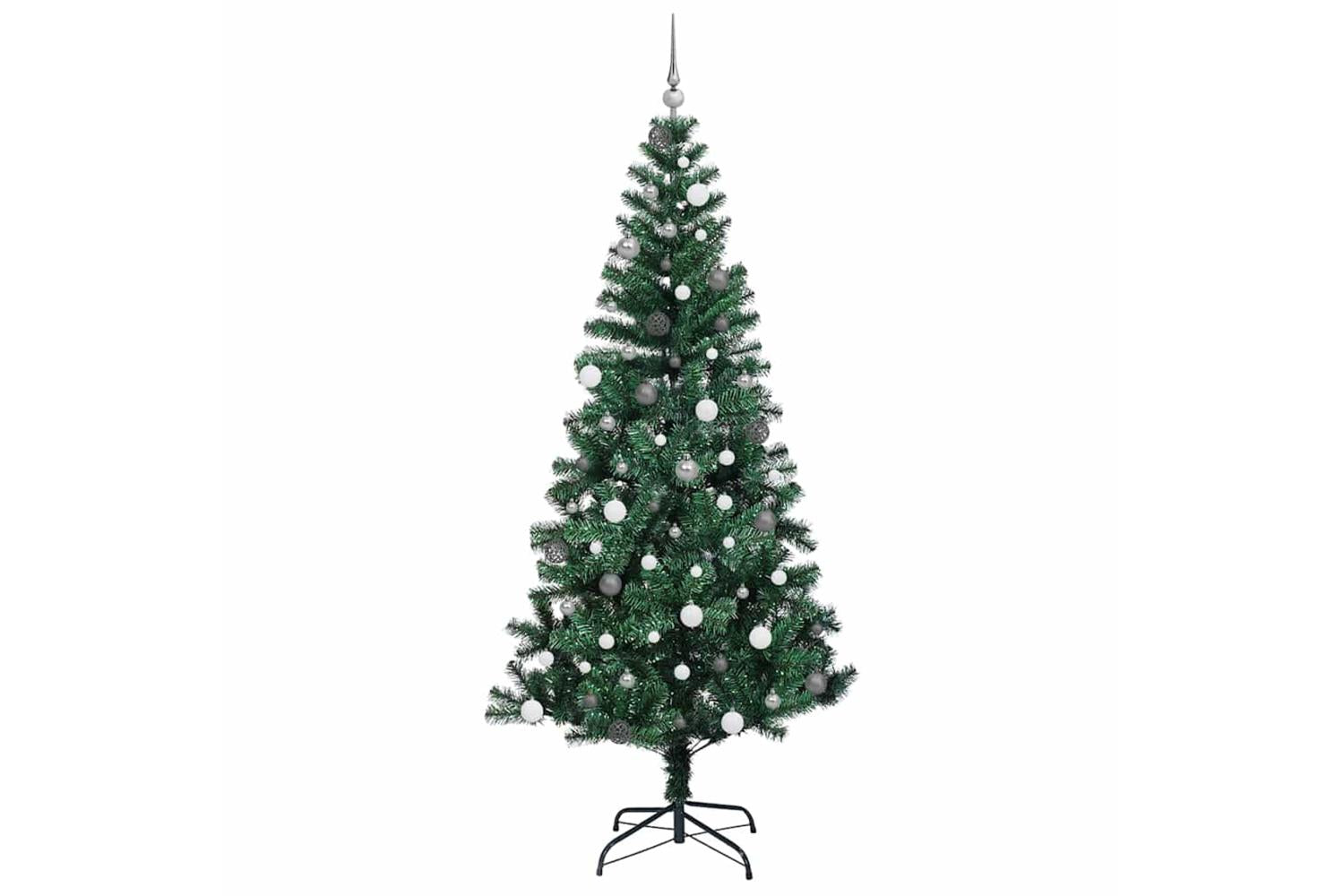Vidaxl Artificial Pre-lit Christmas Tree Green 240 Cm Pvc And Metal-5