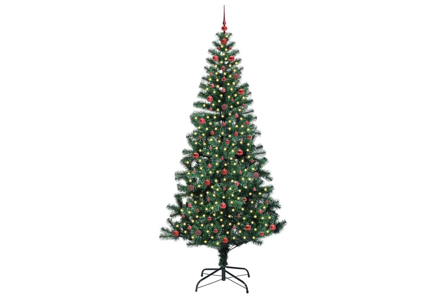 Vidaxl Artificial Pre-lit Christmas Tree Green 240 Cm Pvc And Metal-3