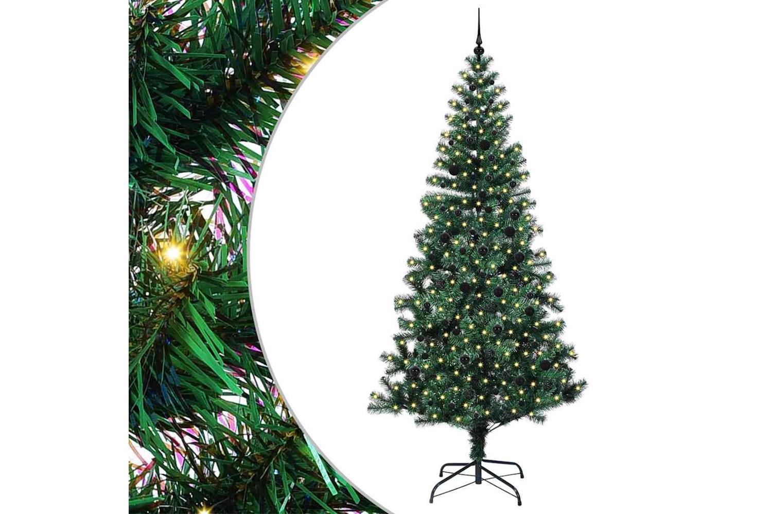 Vidaxl Artificial Pre-lit Christmas Tree Green 240 Cm Pvc And Metal-2