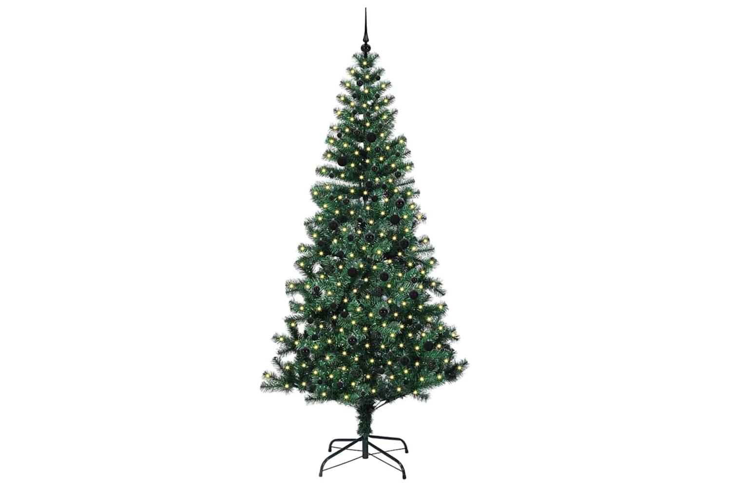 Vidaxl Artificial Pre-lit Christmas Tree Green 240 Cm Pvc And Metal-3
