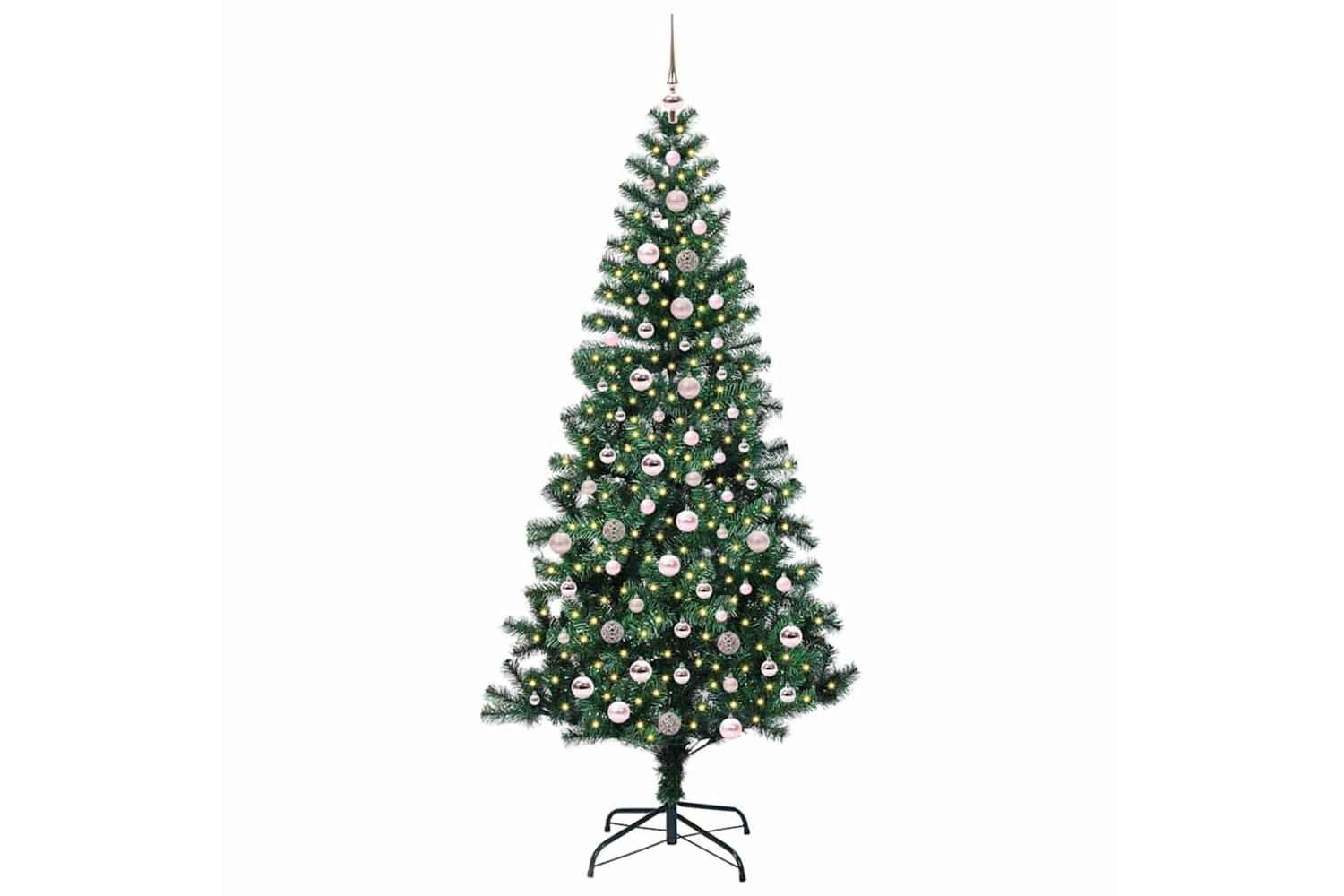 Vidaxl Artificial Pre-lit Christmas Tree Green 240 Cm Pvc And Metal-3