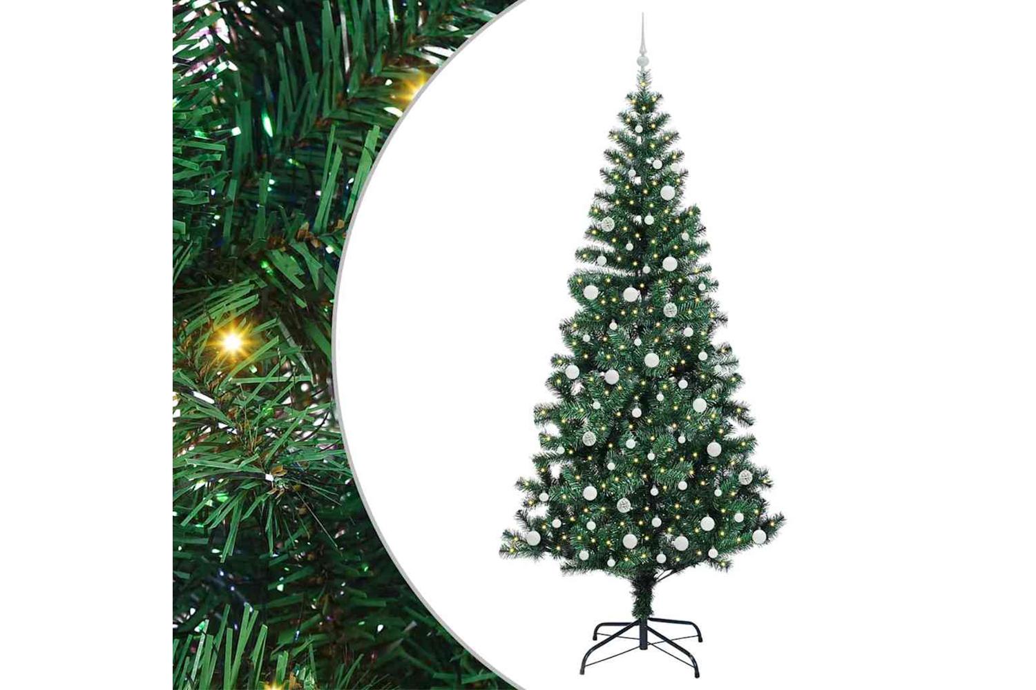 Vidaxl Artificial Pre-lit Christmas Tree Green 240 Cm Pvc And Metal-2