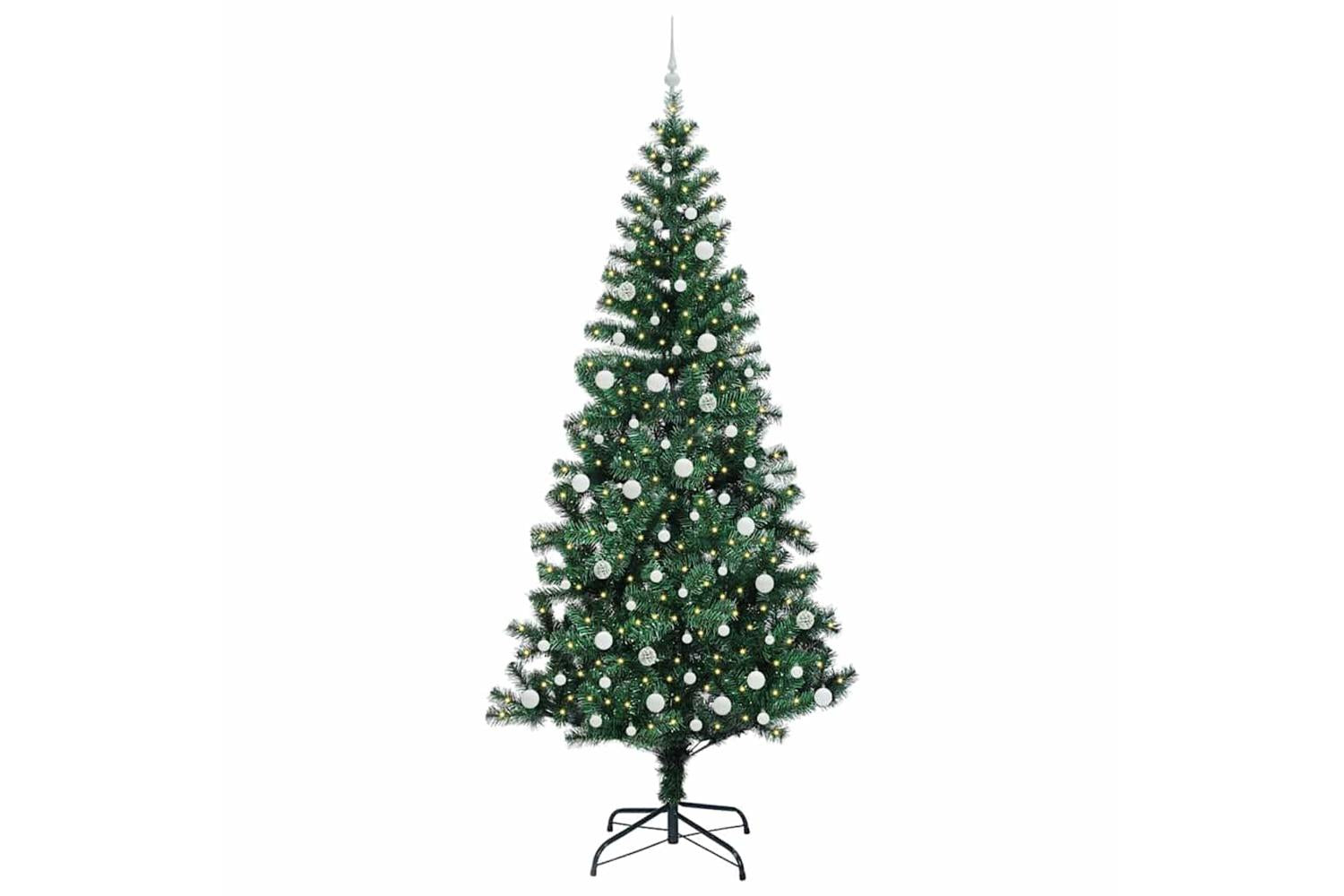 Vidaxl Artificial Pre-lit Christmas Tree Green 240 Cm Pvc And Metal-3