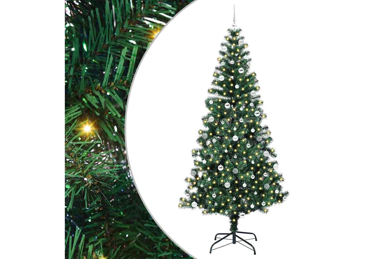 Vidaxl Artificial Pre-lit Christmas Tree Green 240 Cm Pvc And Metal-2