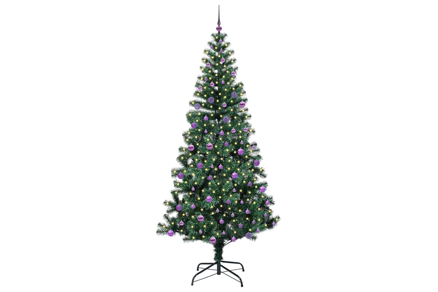 Vidaxl Artificial Pre-lit Christmas Tree Green 240 Cm Pvc And Metal-3