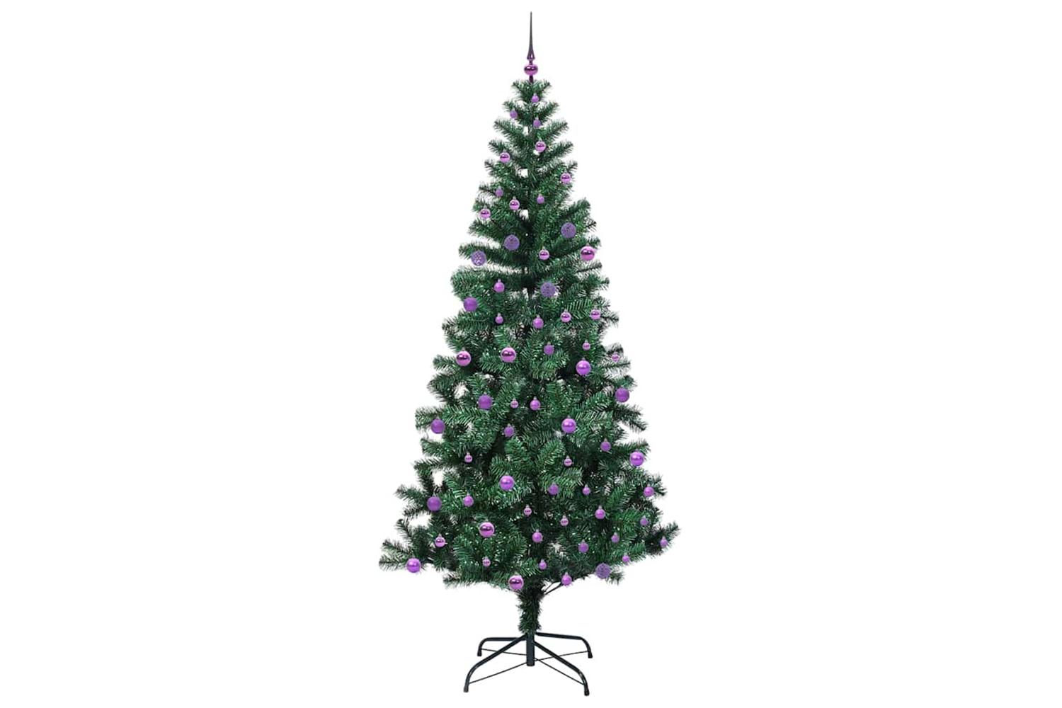 Vidaxl Artificial Pre-lit Christmas Tree Green 240 Cm Pvc And Metal-4