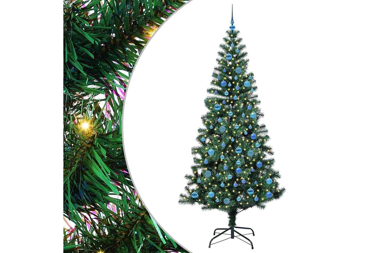 Vidaxl Artificial Pre-lit Christmas Tree Green 240 Cm Pvc And Metal-2