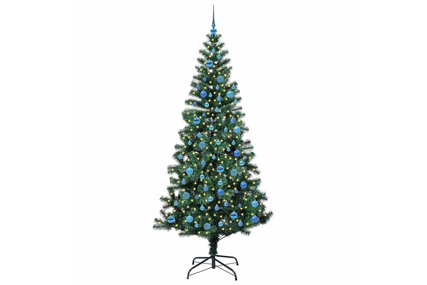 Vidaxl Artificial Pre-lit Christmas Tree Green 240 Cm Pvc And Metal-3