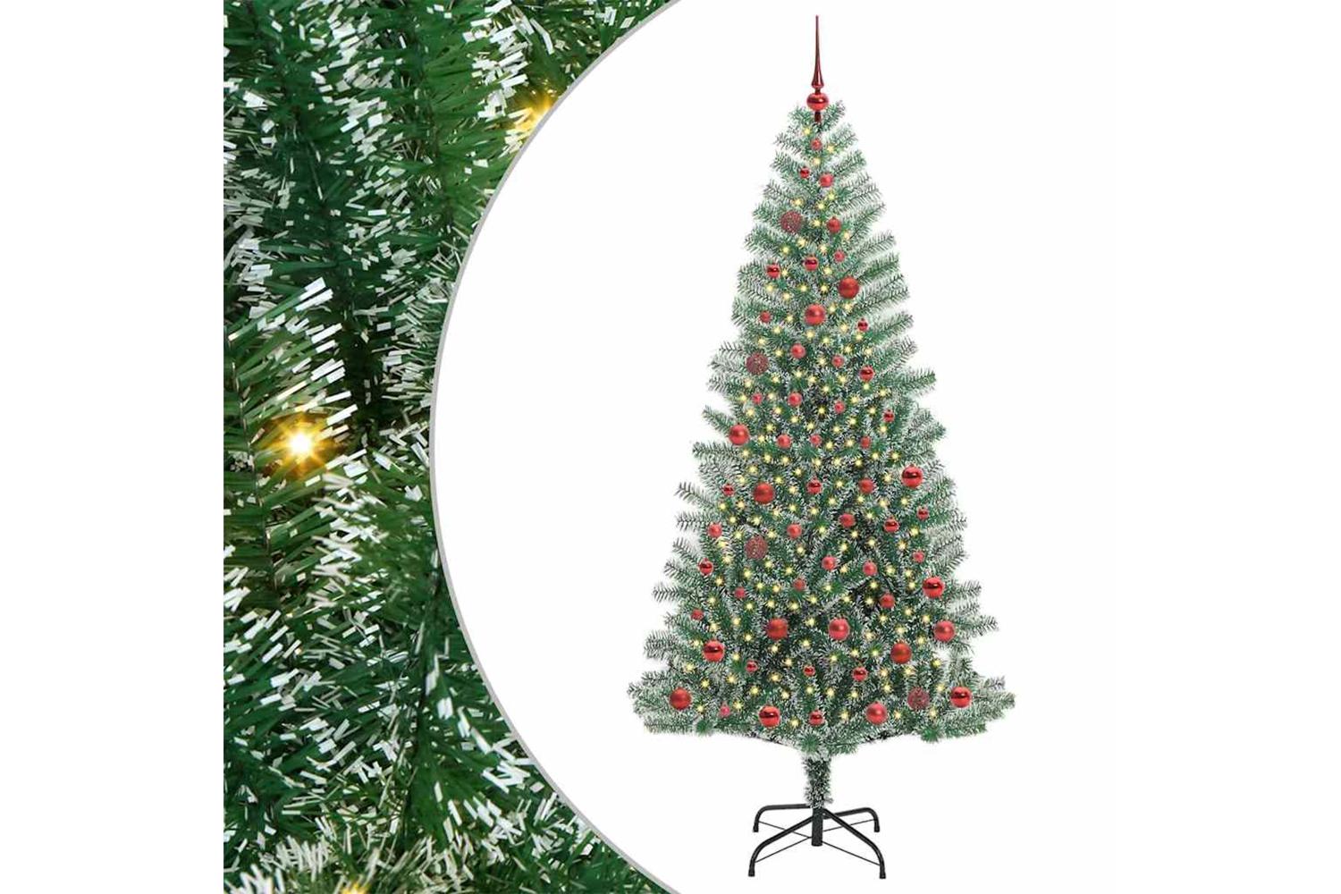 Vidaxl Artificial Christmas Tree Snow Flocked With Led Light 210 Cm-2