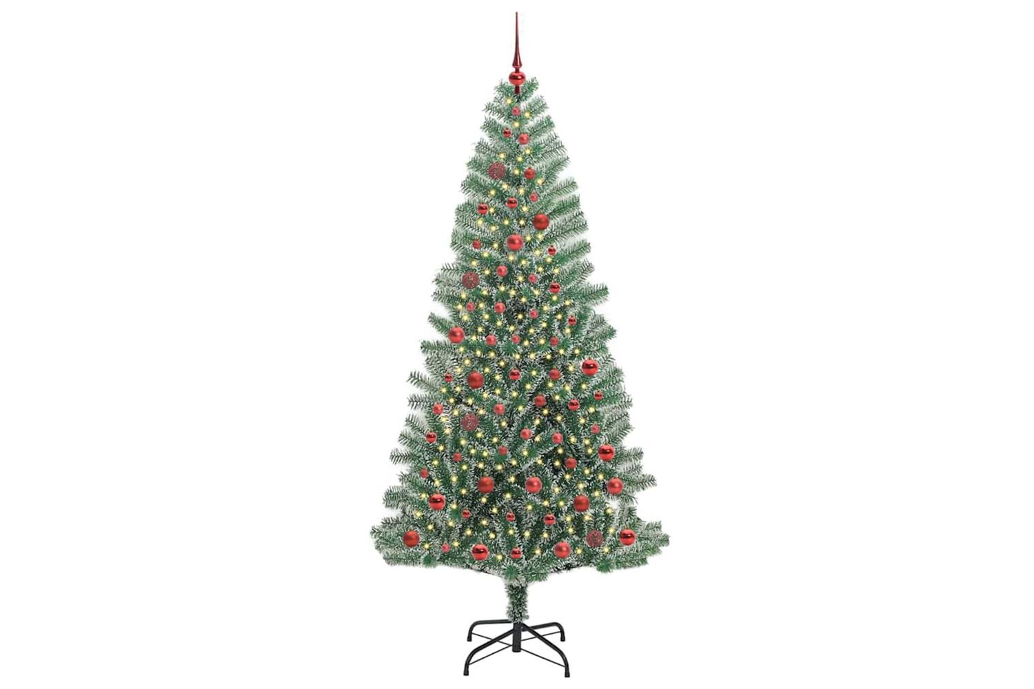 Vidaxl Artificial Christmas Tree Snow Flocked With Led Light 210 Cm-3