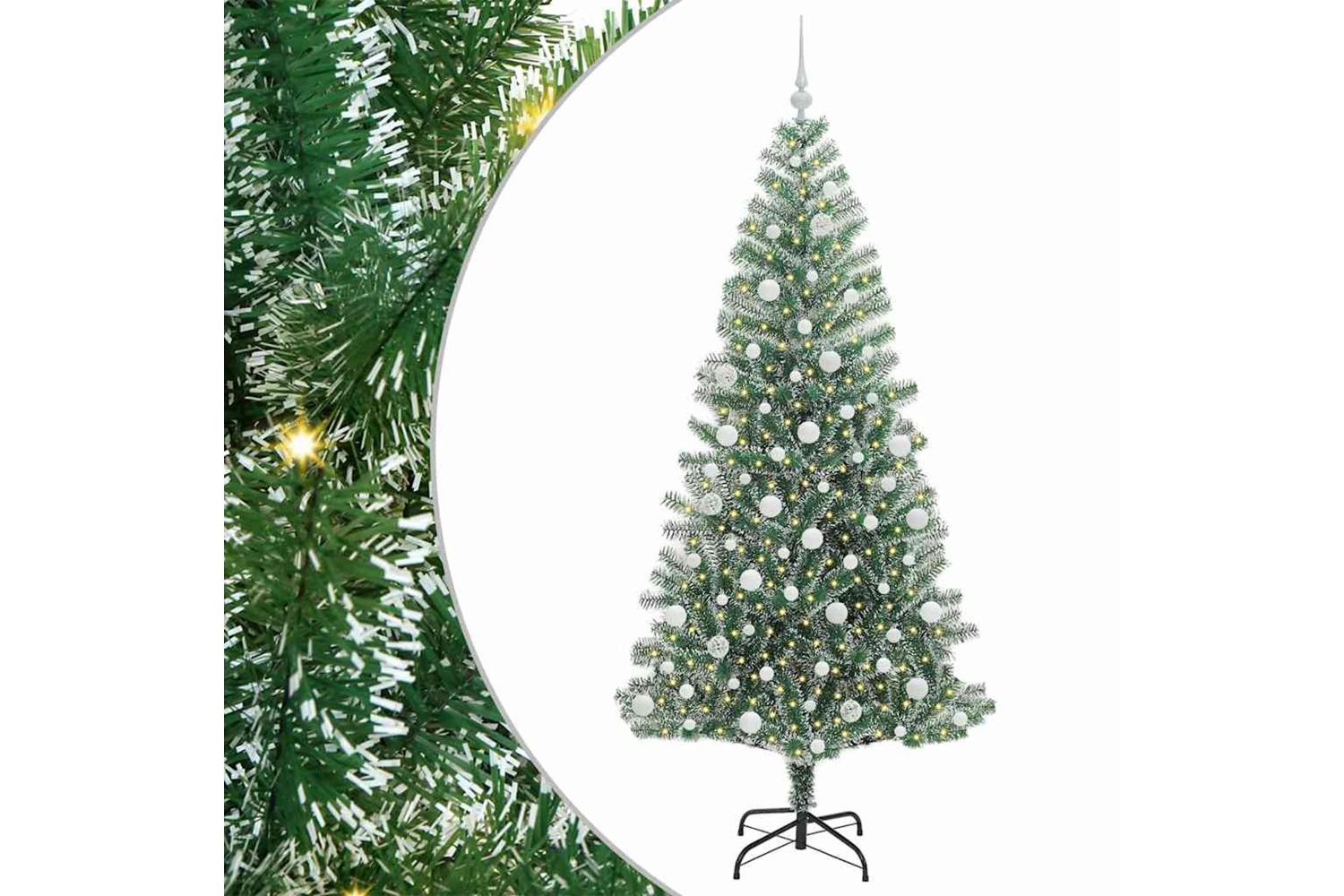 Vidaxl Artificial Christmas Tree Snow Flocked With Led Light 210 Cm-2