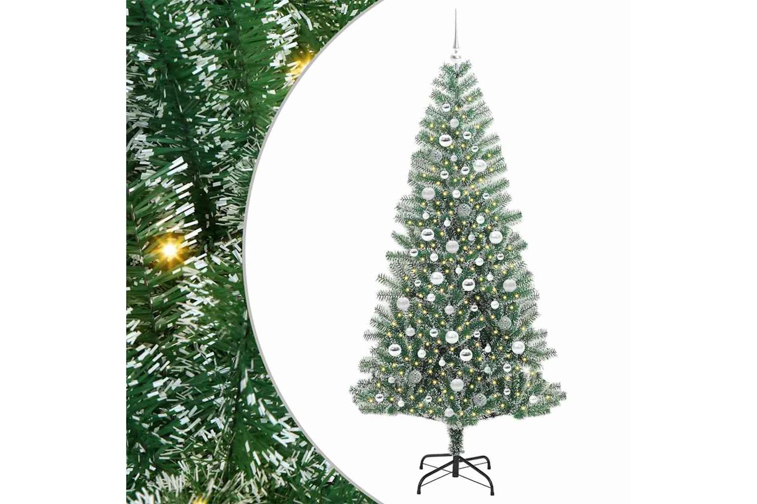 Vidaxl Artificial Christmas Tree Snow Flocked With Led Light 210 Cm-2