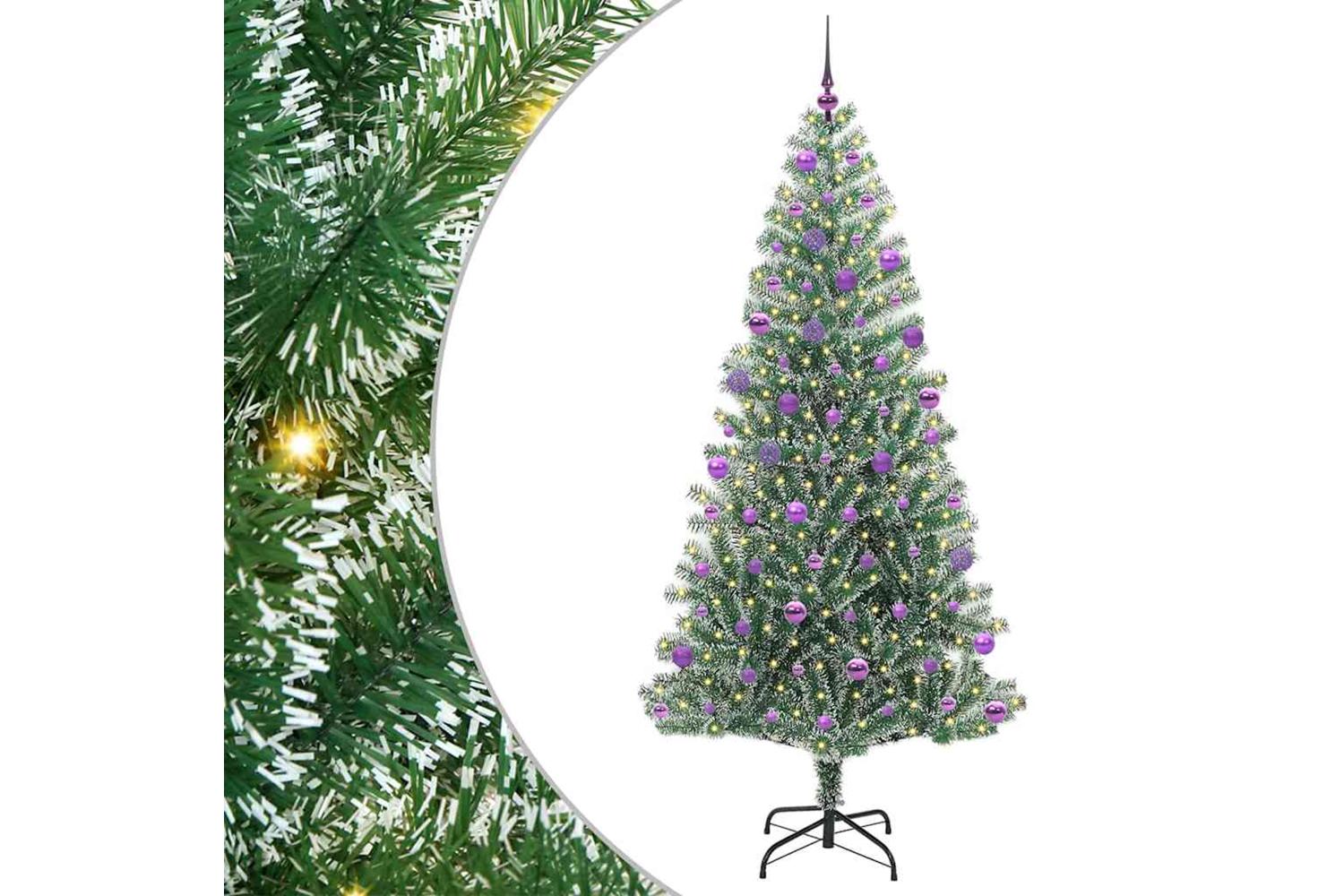 Vidaxl Artificial Christmas Tree Snow Flocked With Led Light 210 Cm