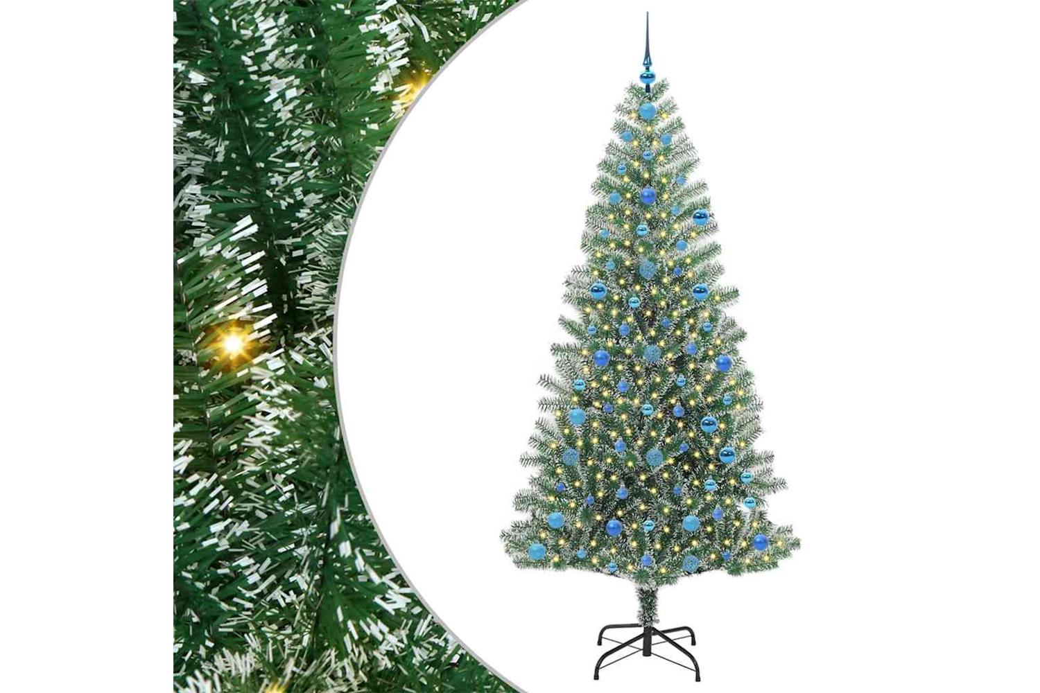 Vidaxl Artificial Christmas Tree Snow Flocked With Led Light 210 Cm