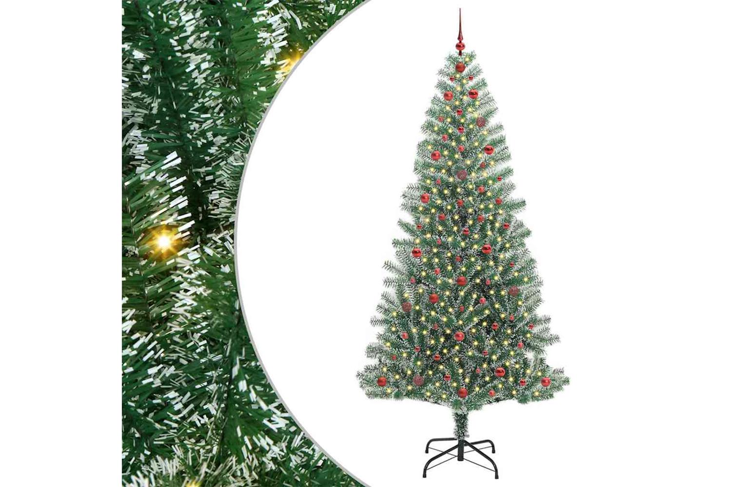 Vidaxl Artificial Christmas Tree Snow Flocked With Led Light 240 Cm-2