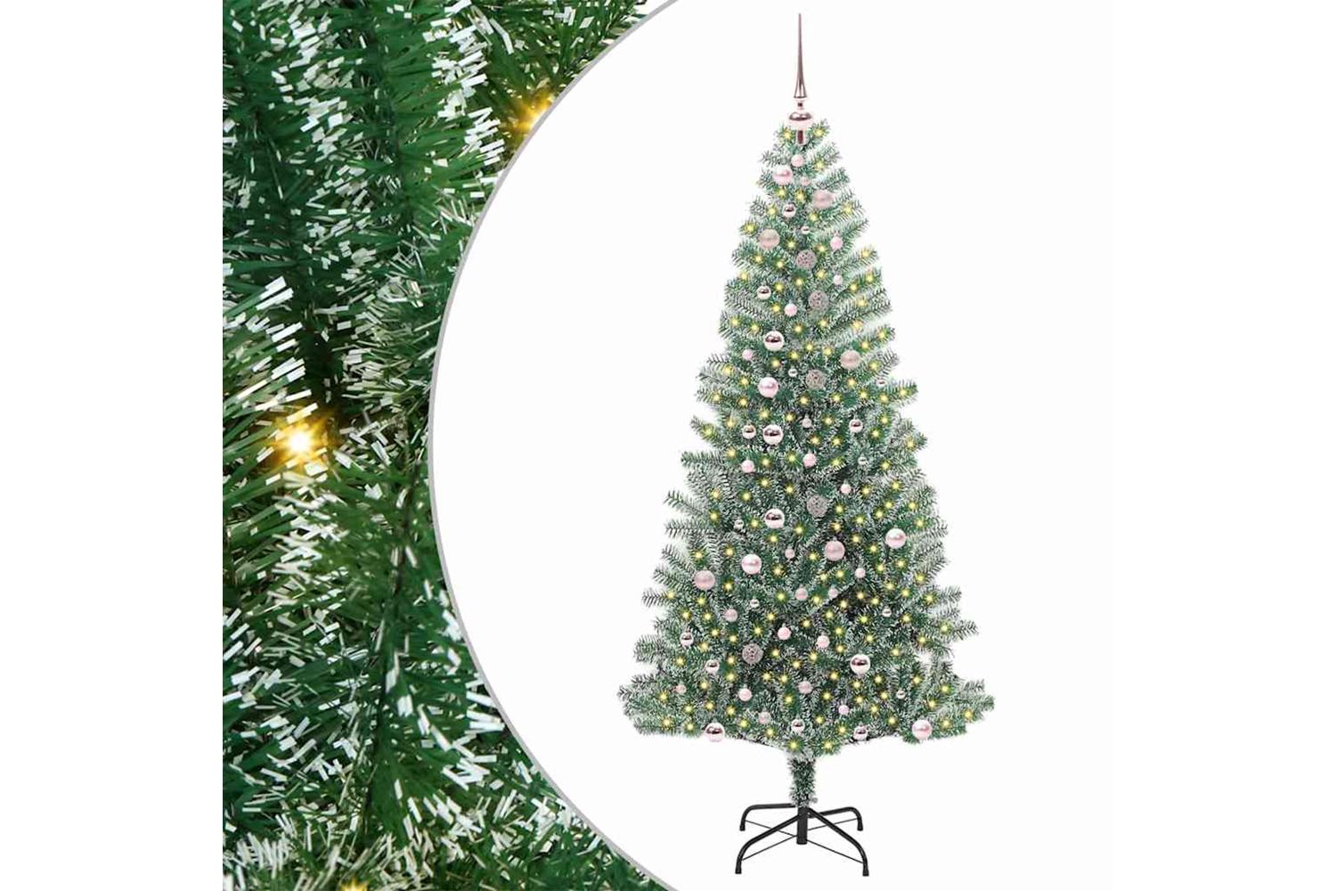 Vidaxl Artificial Christmas Tree Snow Flocked With Led Light 240 Cm-2