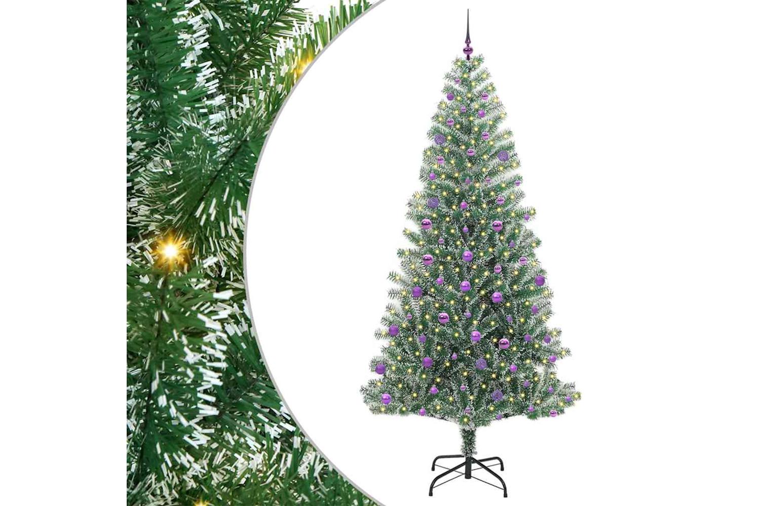 Vidaxl Artificial Christmas Tree Snow Flocked With Led Light 240 Cm