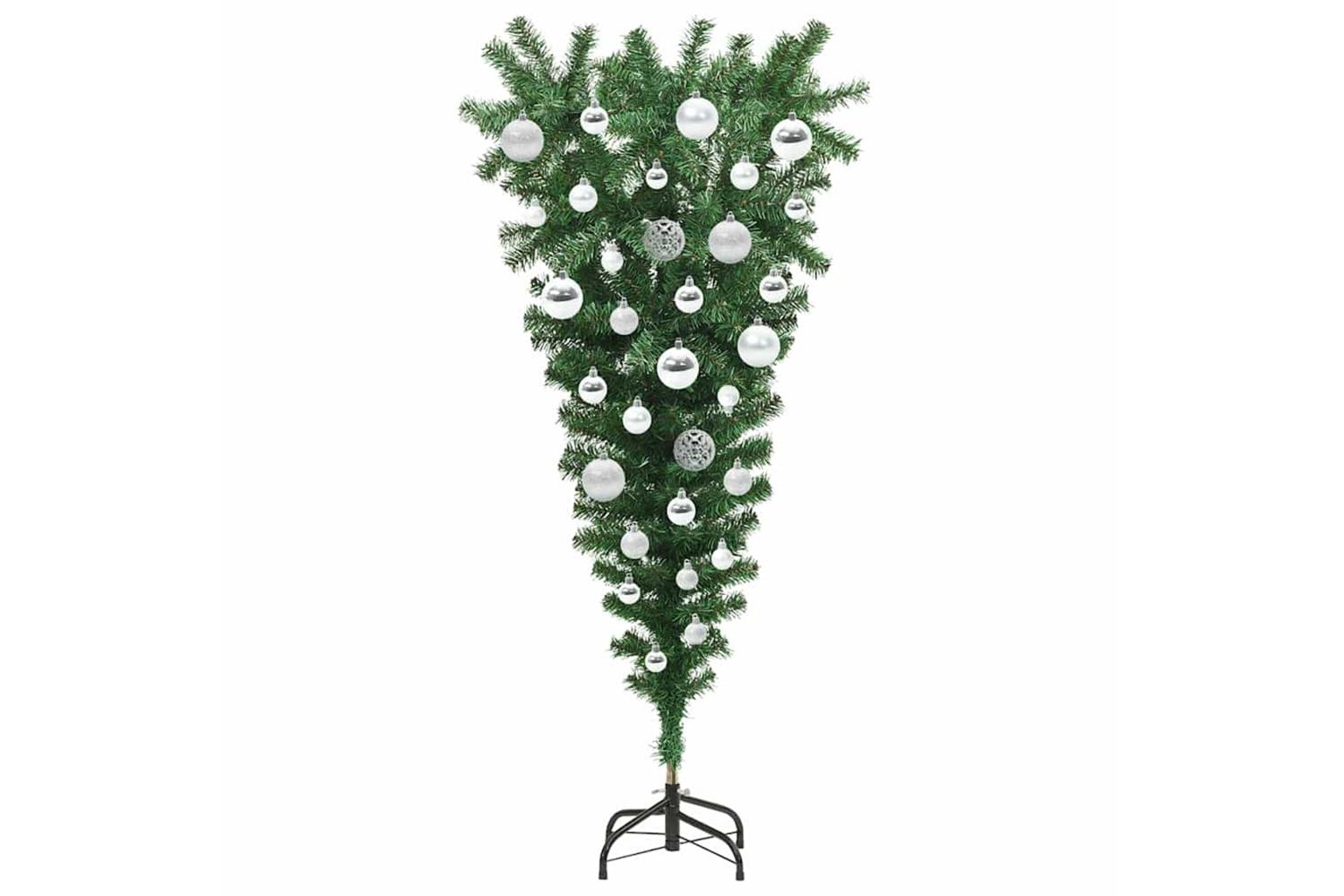 Vidaxl Upside-down Artificial Pre-lit Christmas Tree With Ball Set-4