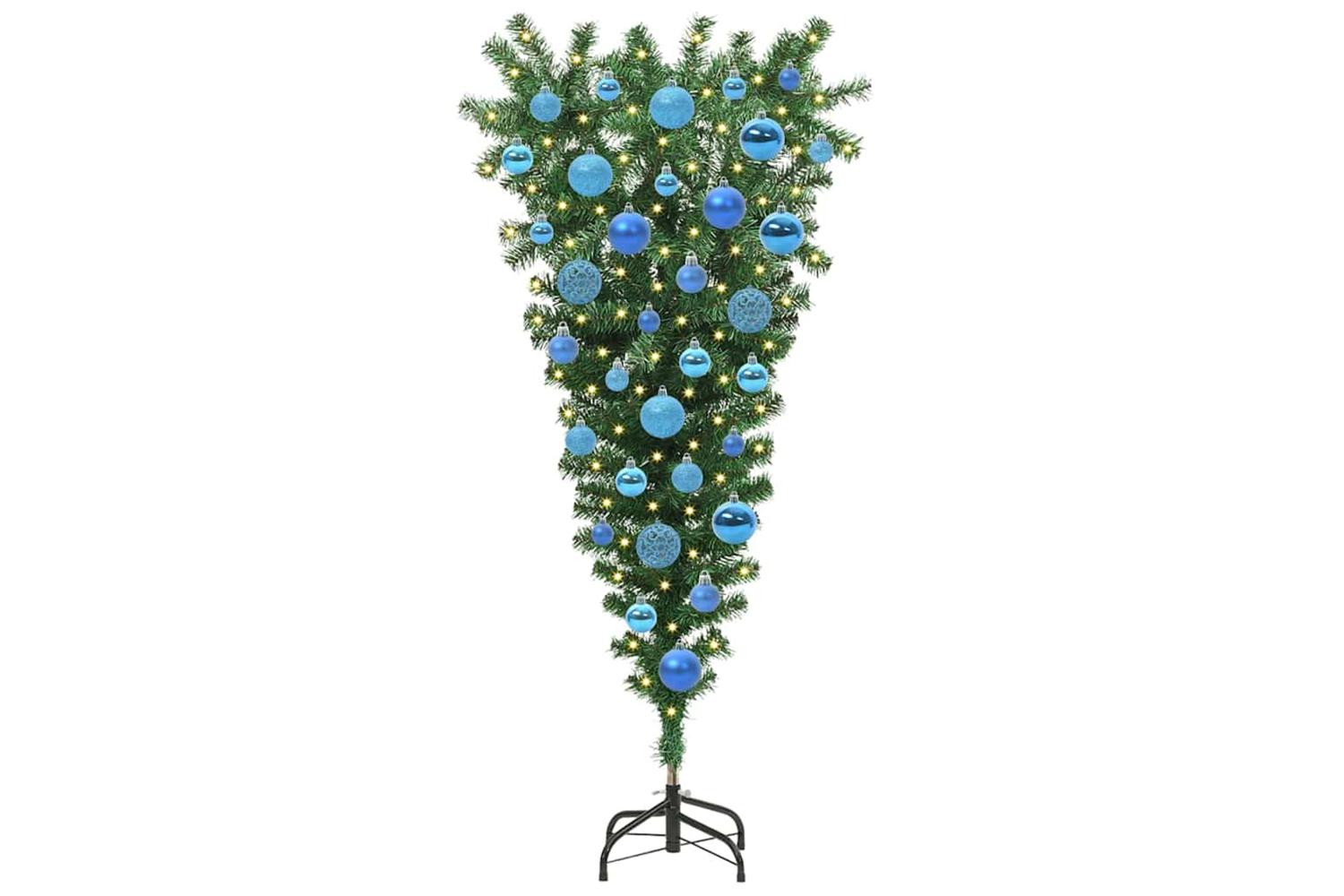 Vidaxl Upside-down Artificial Pre-lit Christmas Tree With Ball Set-3