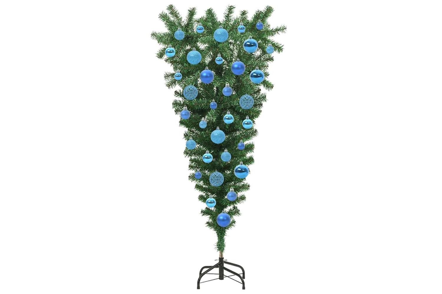 Vidaxl Upside-down Artificial Pre-lit Christmas Tree With Ball Set-4