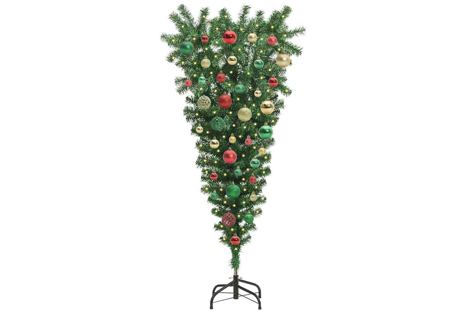 Vidaxl Upside-down Artificial Pre-lit Christmas Tree With Ball Set-3