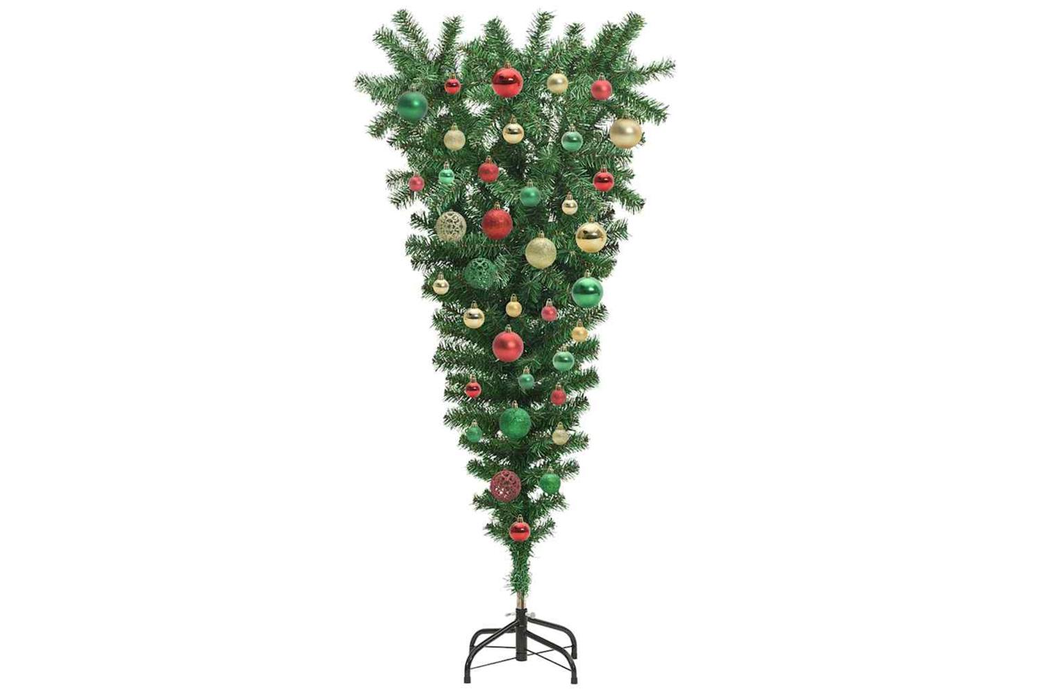 Vidaxl Upside-down Artificial Pre-lit Christmas Tree With Ball Set-6
