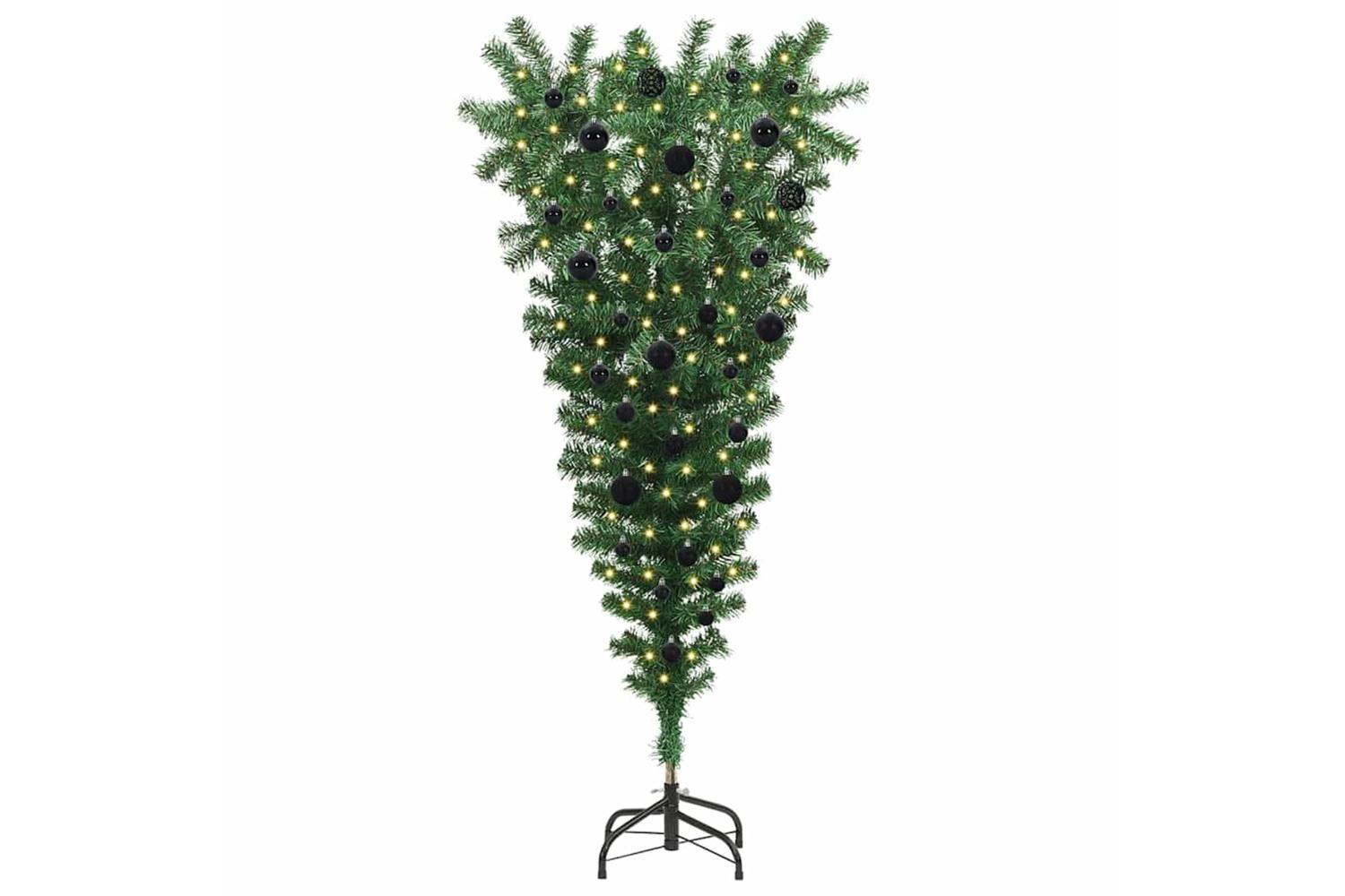 Vidaxl Upside-down Artificial Pre-lit Christmas Tree With Ball Set-3