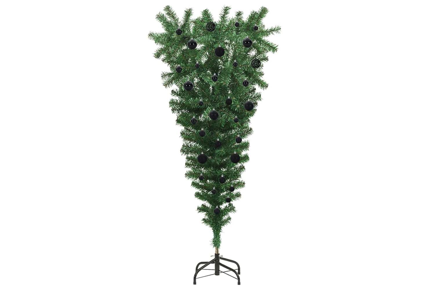 Vidaxl Upside-down Artificial Pre-lit Christmas Tree With Ball Set-4
