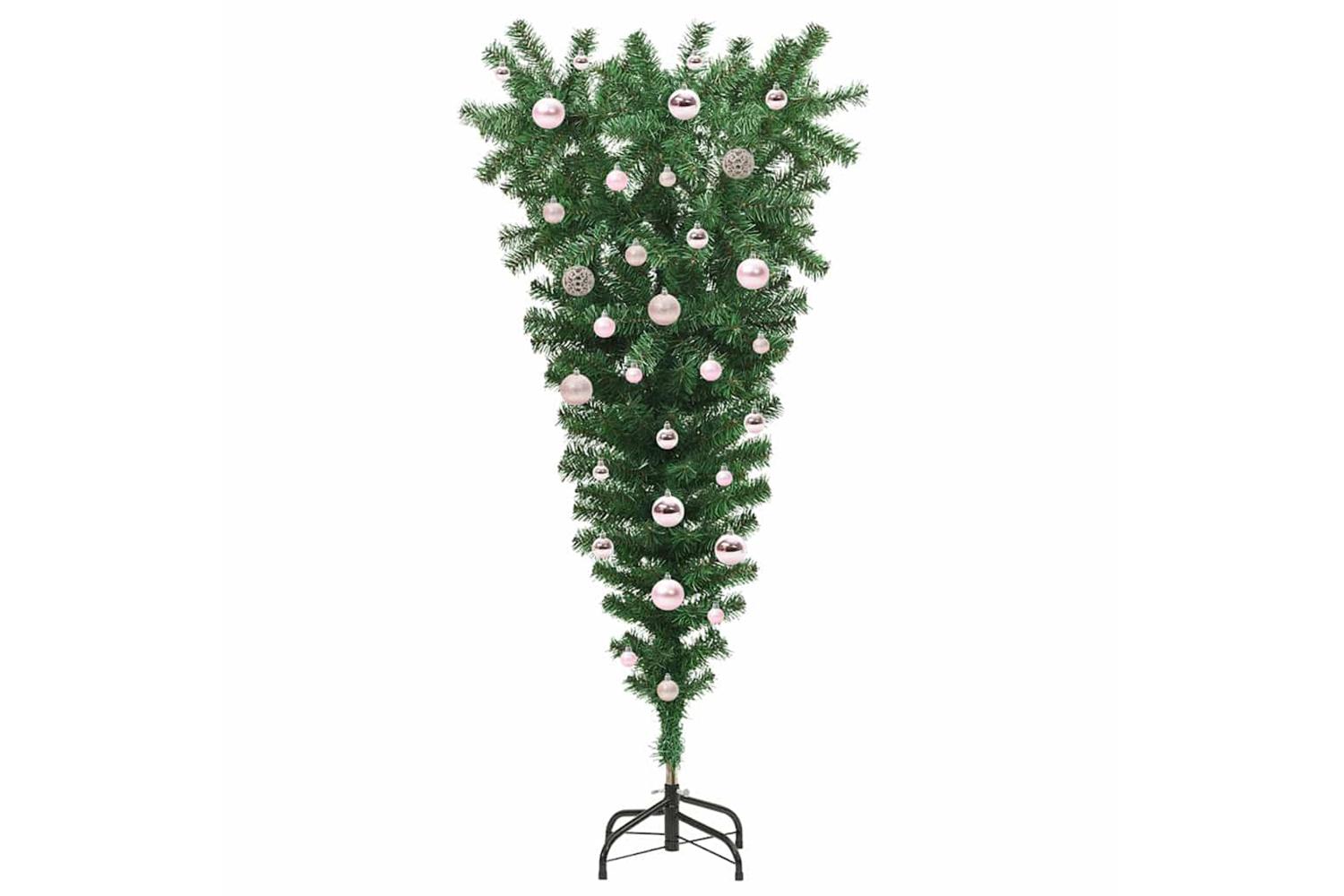 Vidaxl Upside-down Artificial Pre-lit Christmas Tree With Ball Set-3