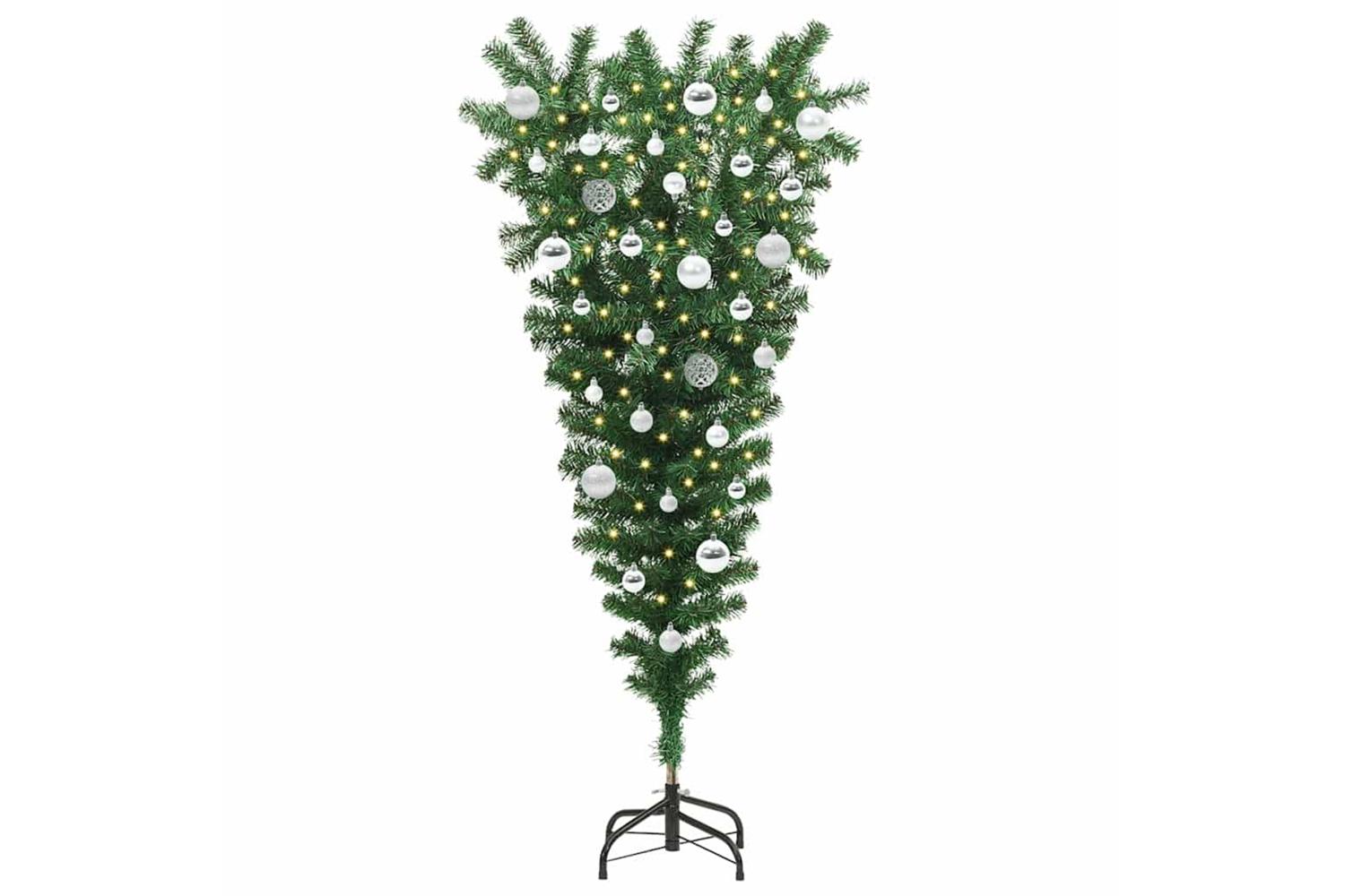 Vidaxl Upside-down Artificial Pre-lit Christmas Tree With Ball Set-3