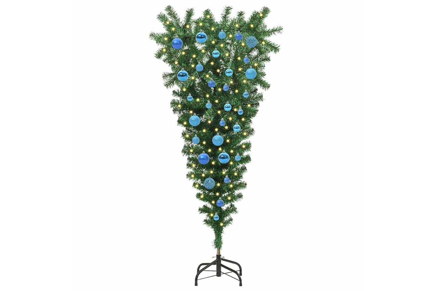 Vidaxl Upside-down Artificial Pre-lit Christmas Tree With Ball Set-3