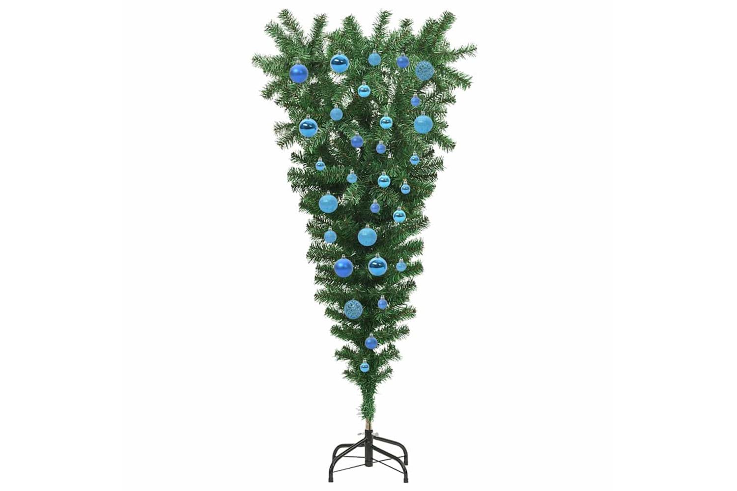 Vidaxl Upside-down Artificial Pre-lit Christmas Tree With Ball Set-4