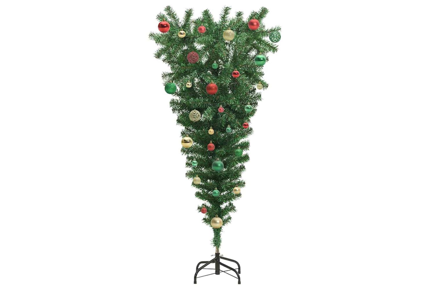 Vidaxl Upside-down Artificial Pre-lit Christmas Tree With Ball Set-6