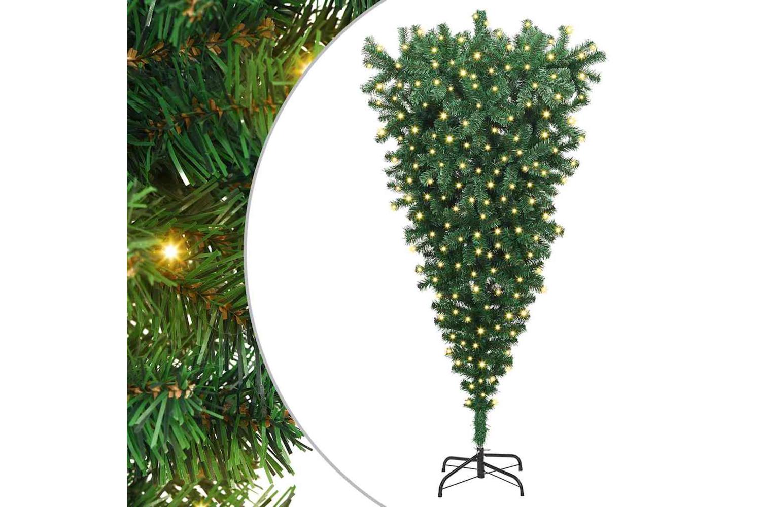 Vidaxl Upside-down Artificial Pre-lit Christmas Tree Green 180 Cm Pvc-2