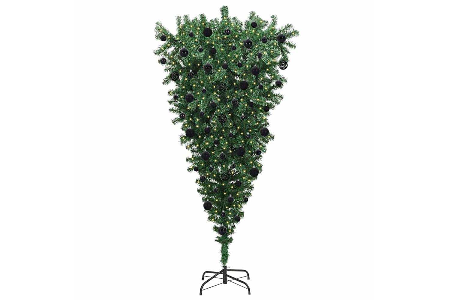Vidaxl Upside-down Artificial Pre-lit Christmas Tree With Ball Set-3