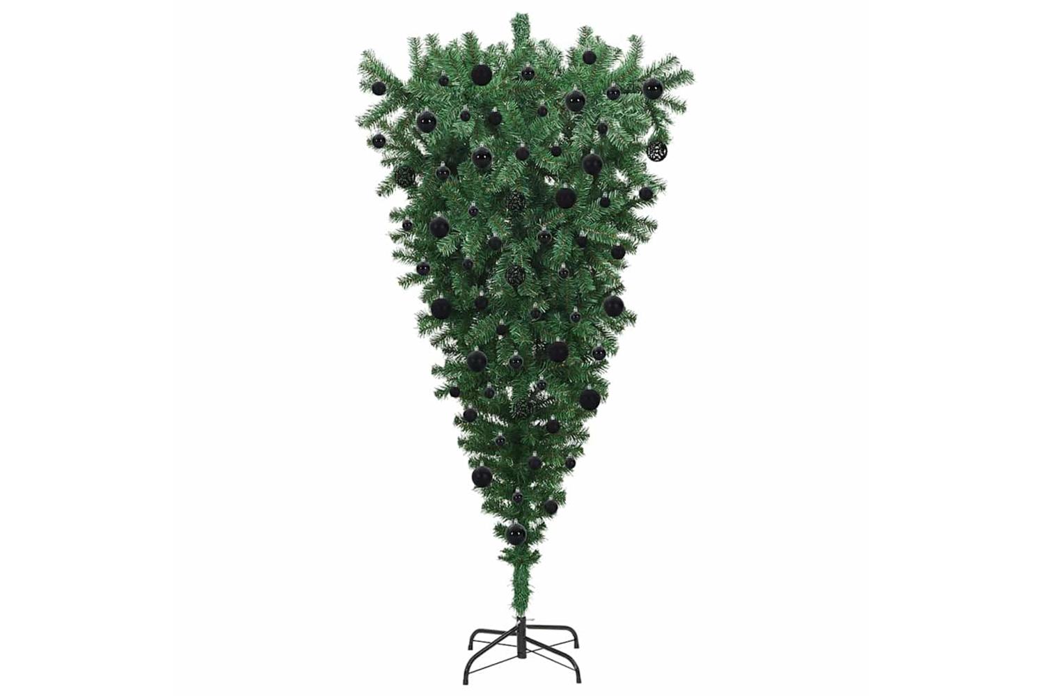 Vidaxl Upside-down Artificial Pre-lit Christmas Tree With Ball Set-4