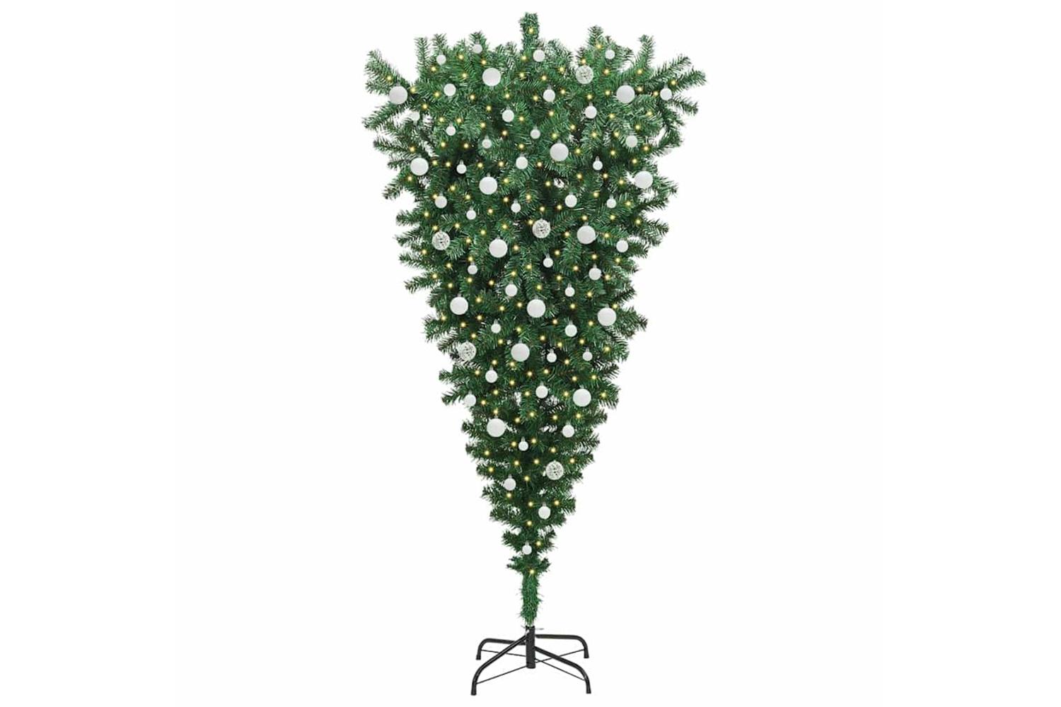 Vidaxl Upside-down Artificial Pre-lit Christmas Tree With Ball Set-3