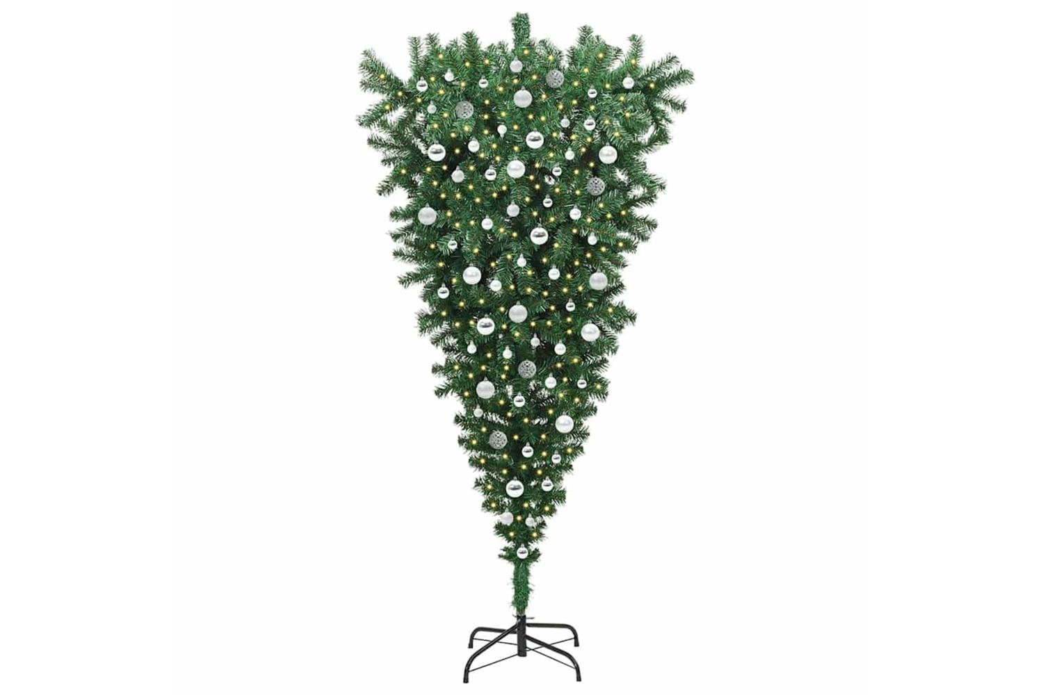 Vidaxl Upside-down Artificial Pre-lit Christmas Tree With Ball Set-3
