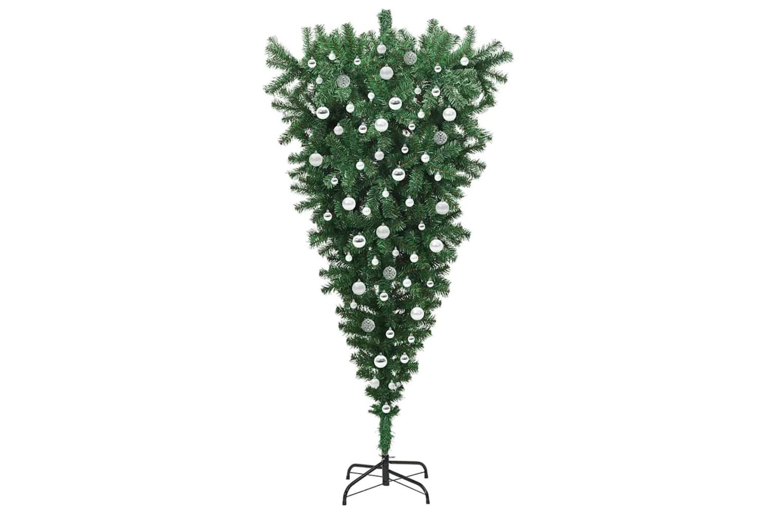 Vidaxl Upside-down Artificial Pre-lit Christmas Tree With Ball Set-4