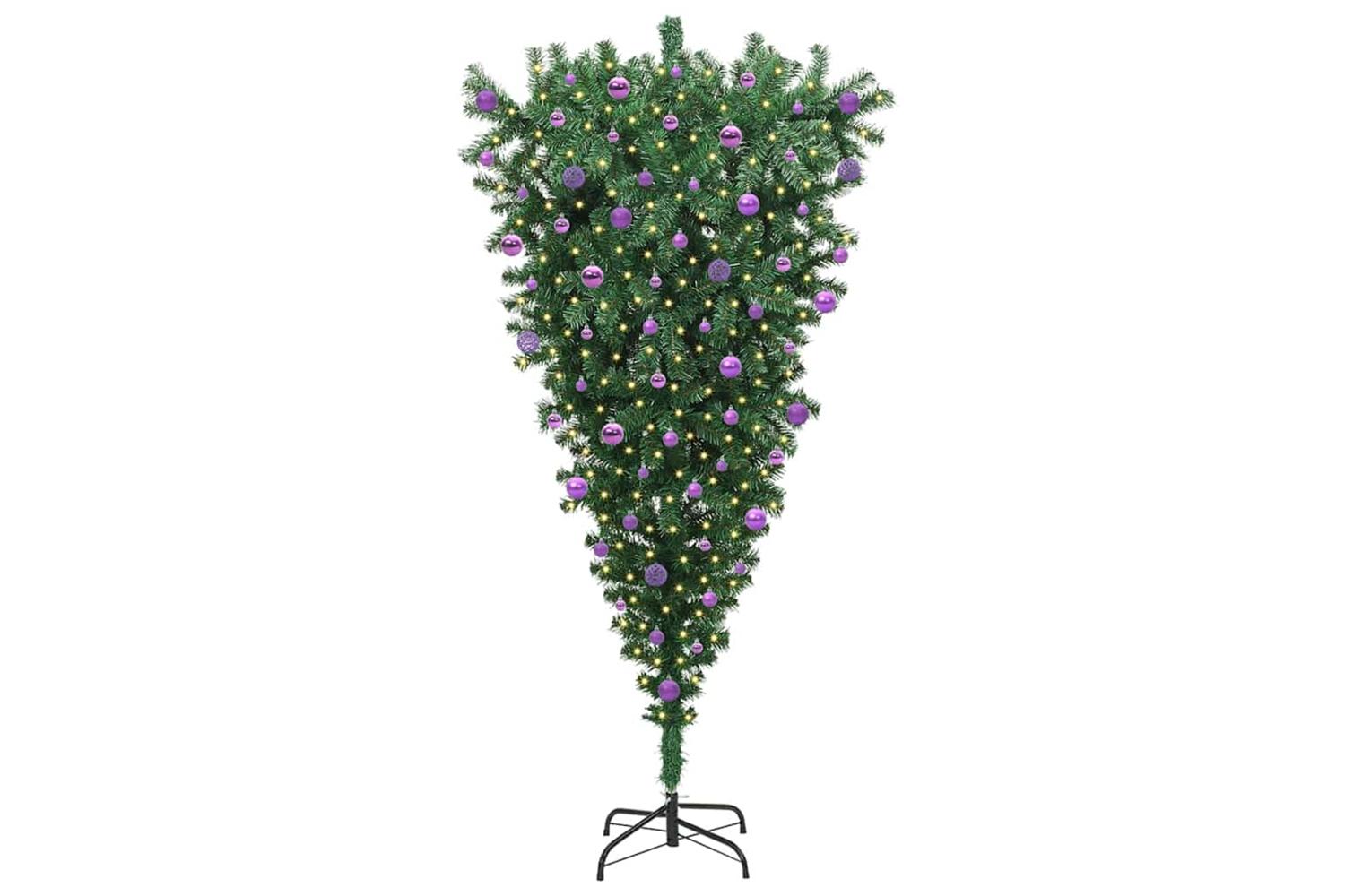 Vidaxl Upside-down Artificial Pre-lit Christmas Tree With Ball Set-3