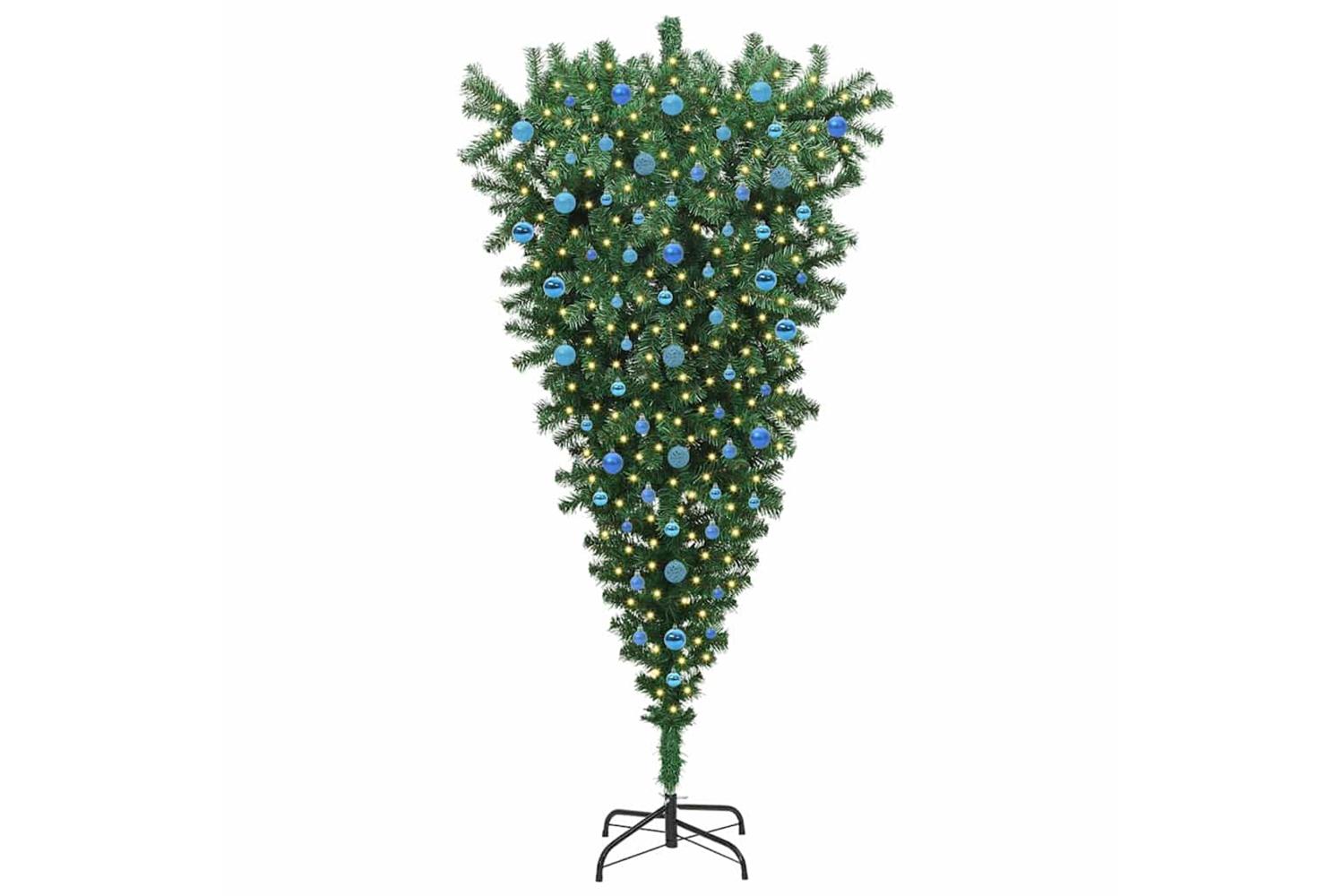 Vidaxl Upside-down Artificial Pre-lit Christmas Tree With Ball Set-3