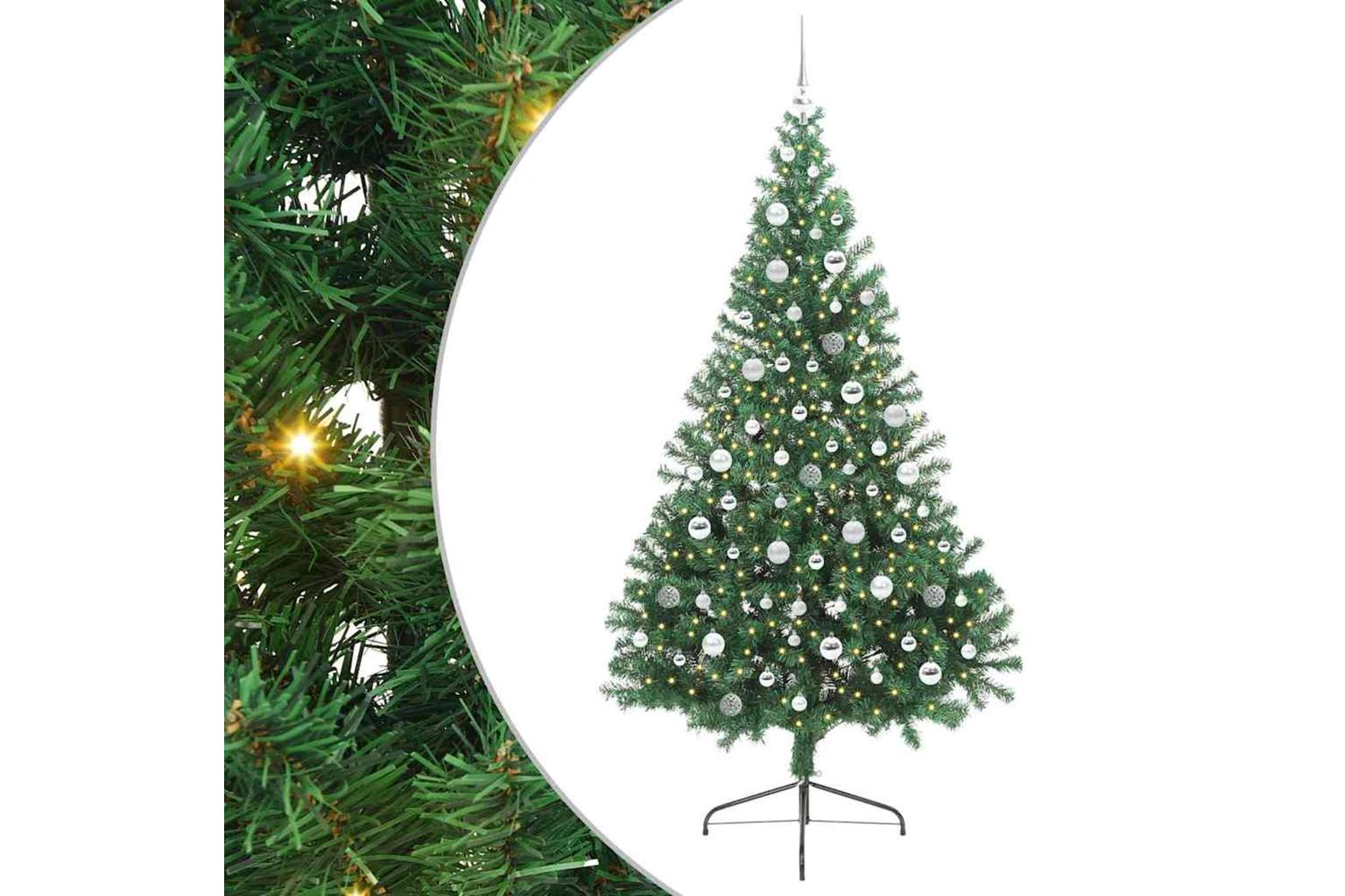 Vidaxl Artificial Pre-lit Christmas Tree Green 210 Cm Pvc-2