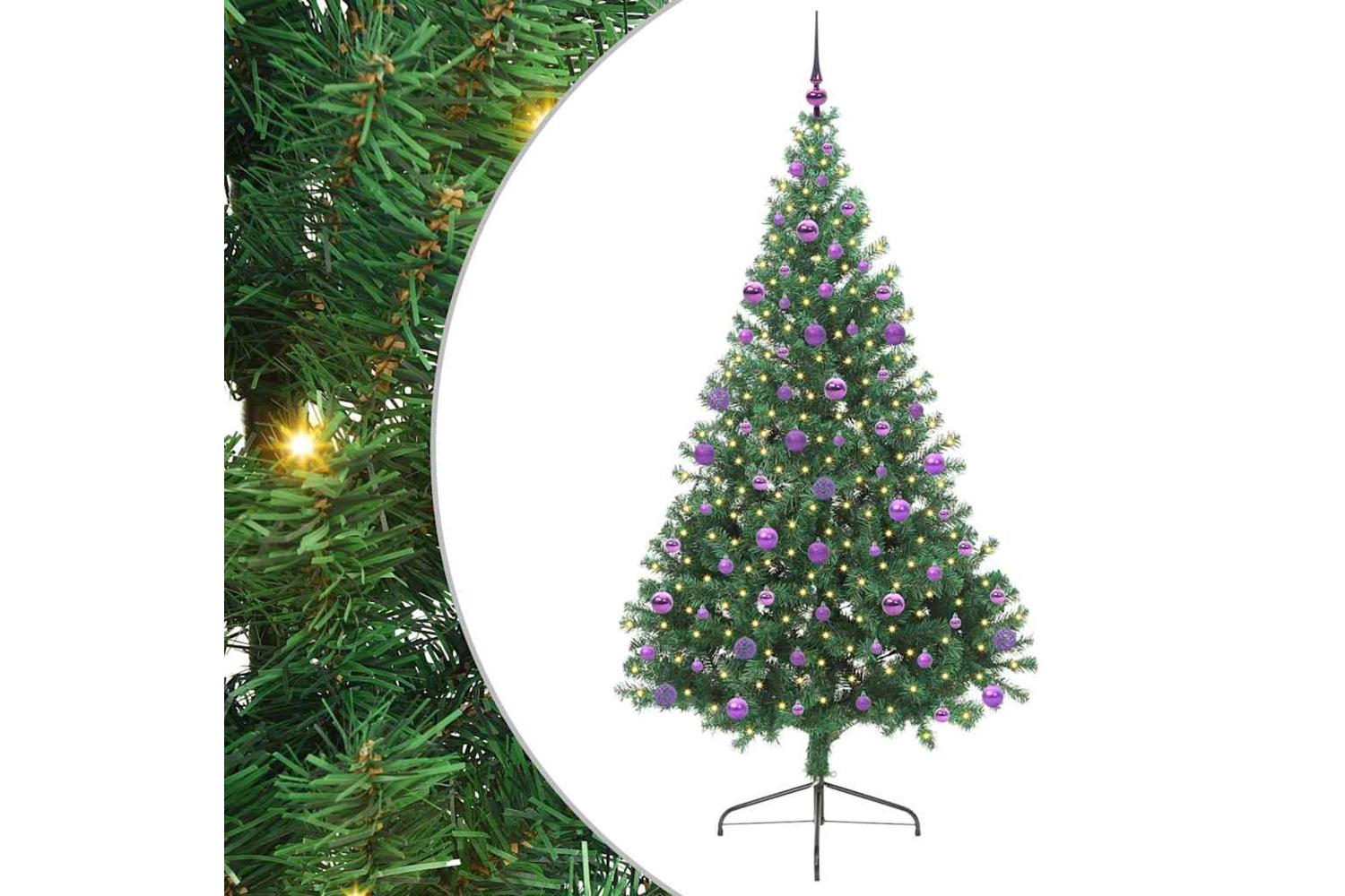 Vidaxl Artificial Pre-lit Christmas Tree Green 210 Cm Pvc-2