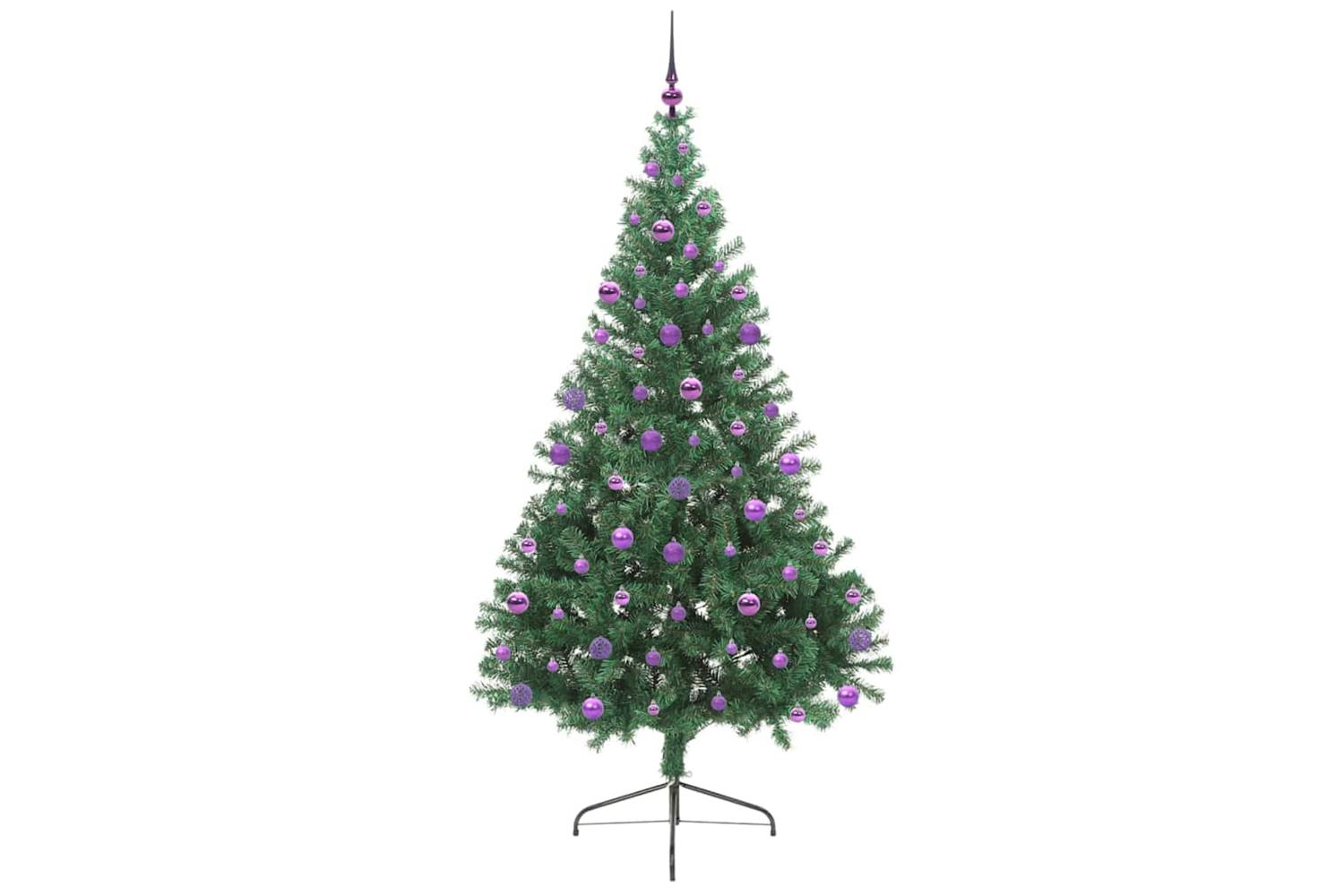Vidaxl Artificial Pre-lit Christmas Tree Green 210 Cm Pvc-4
