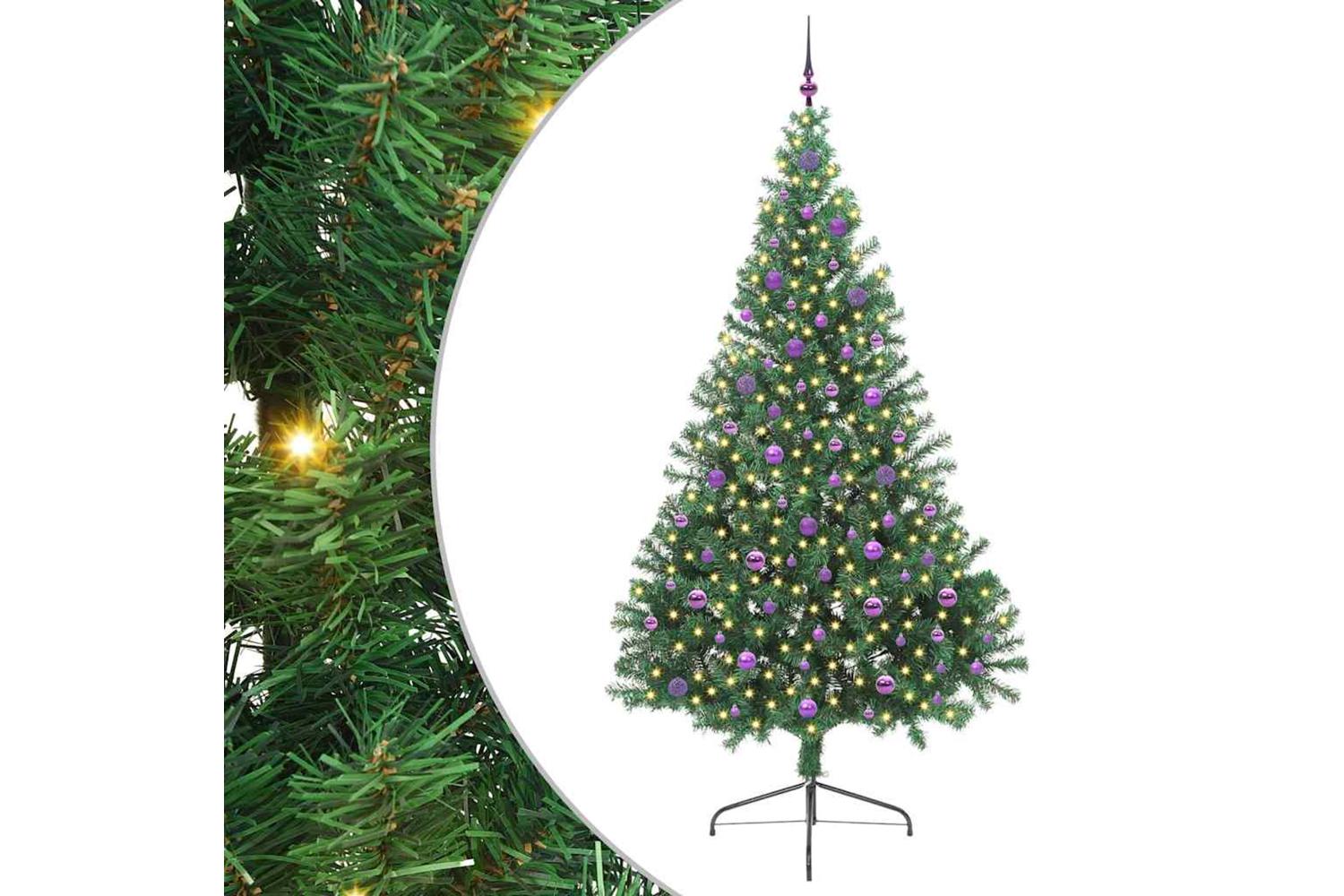 Vidaxl Artificial Pre-lit Christmas Tree Green 240 Cm Pvc-2