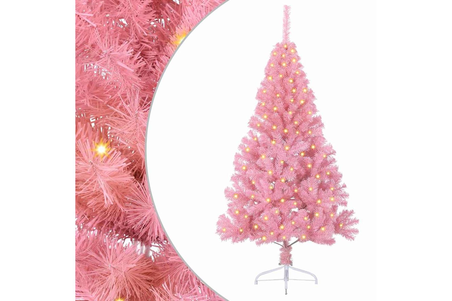 Vidaxl Artificial Pre-lit Christmas Tree With 150 Leds Pink 120 Cm Pvc