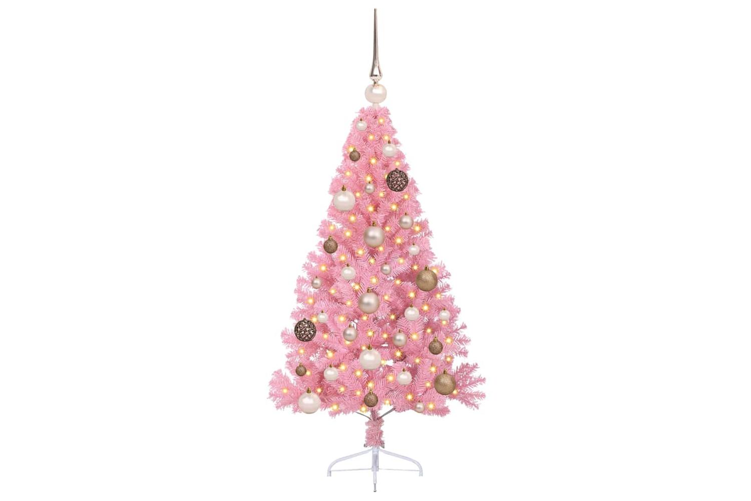 Vidaxl Artificial Pre-lit Christmas Tree With 150 Leds Pink 120 Cm Pvc-3